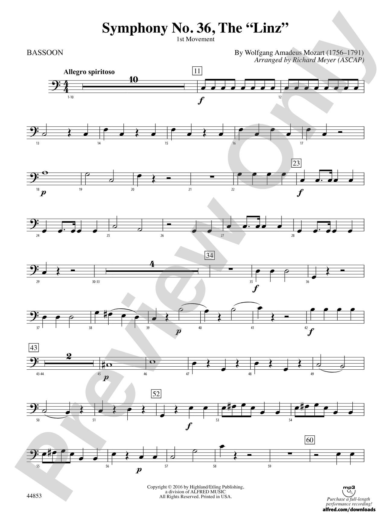 Symphony No. 36, The "Linz": Bassoon