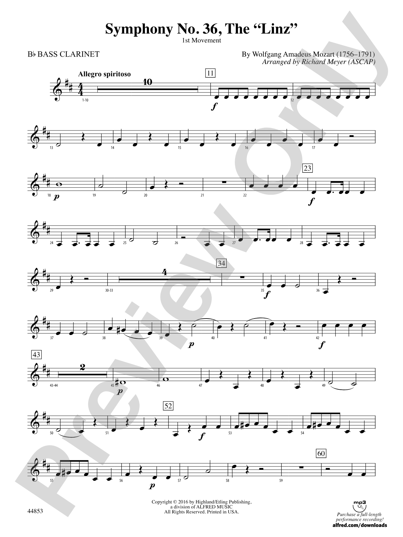 Symphony No. 36, The "Linz": B-flat Bass Clarinet