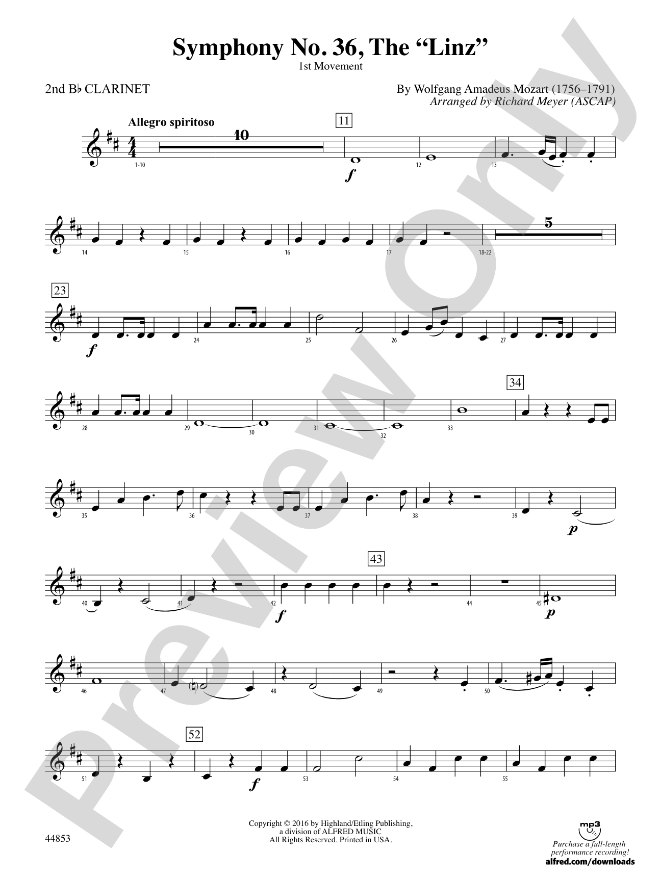 Symphony No. 36, The "Linz": 2nd B-flat Clarinet