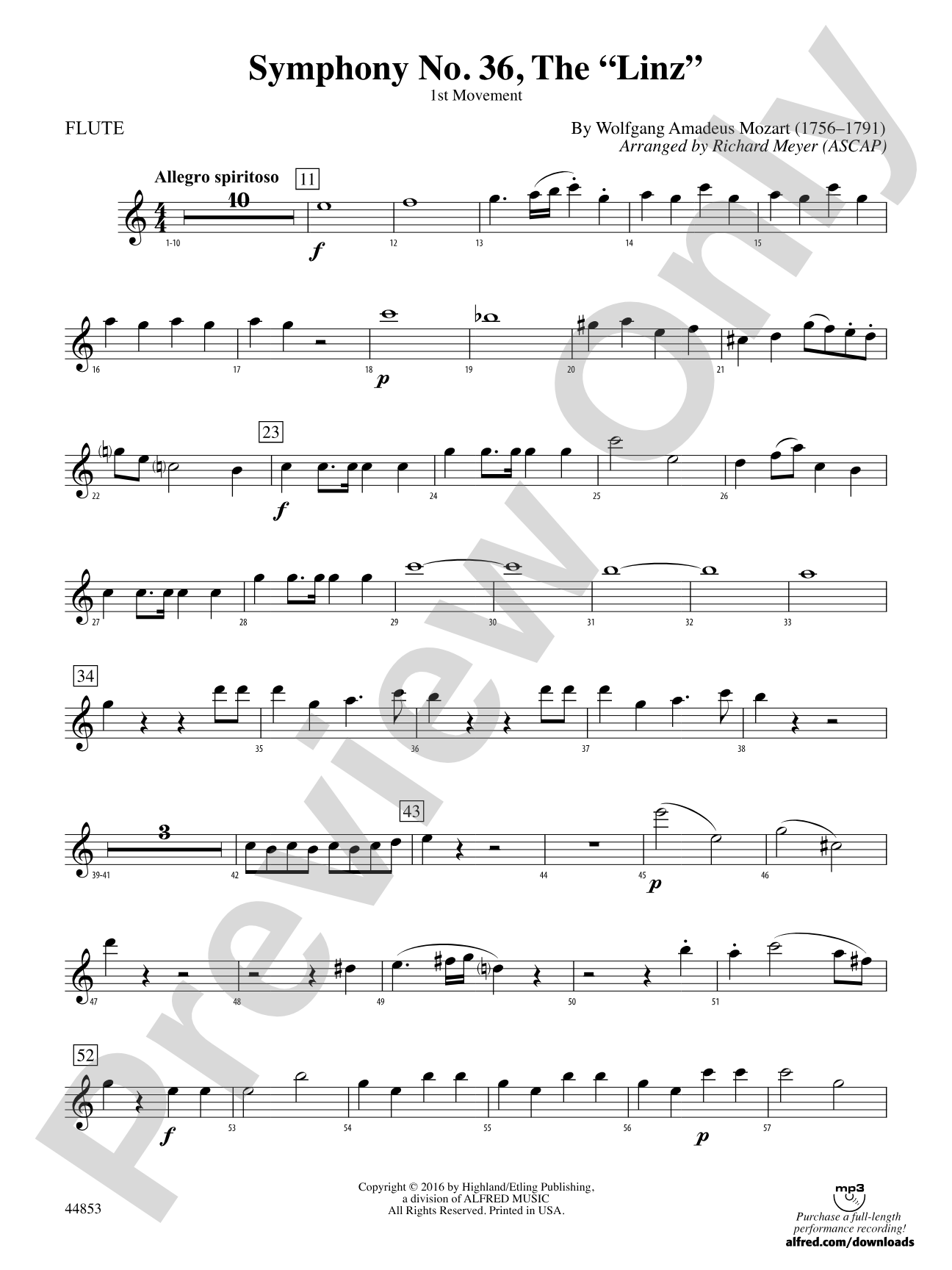Symphony No. 36, The "Linz": Flute