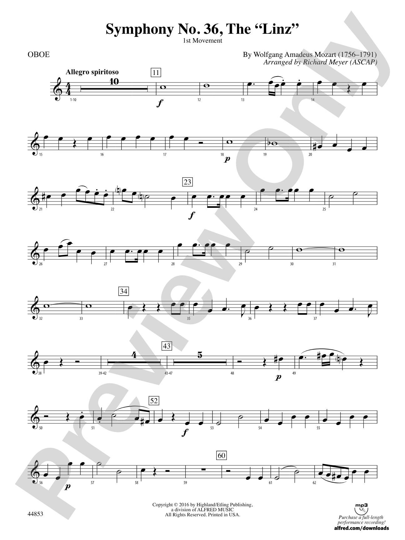 Symphony No. 36, The "Linz": Oboe