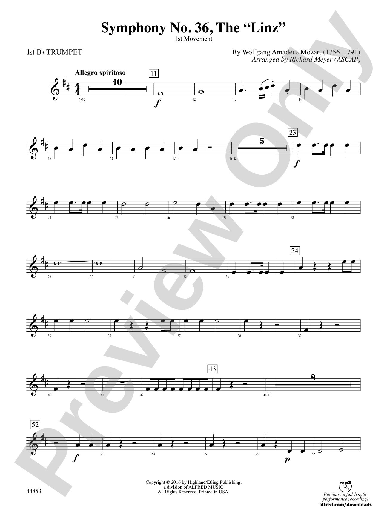 Symphony No. 36, The "Linz": 1st B-flat Trumpet
