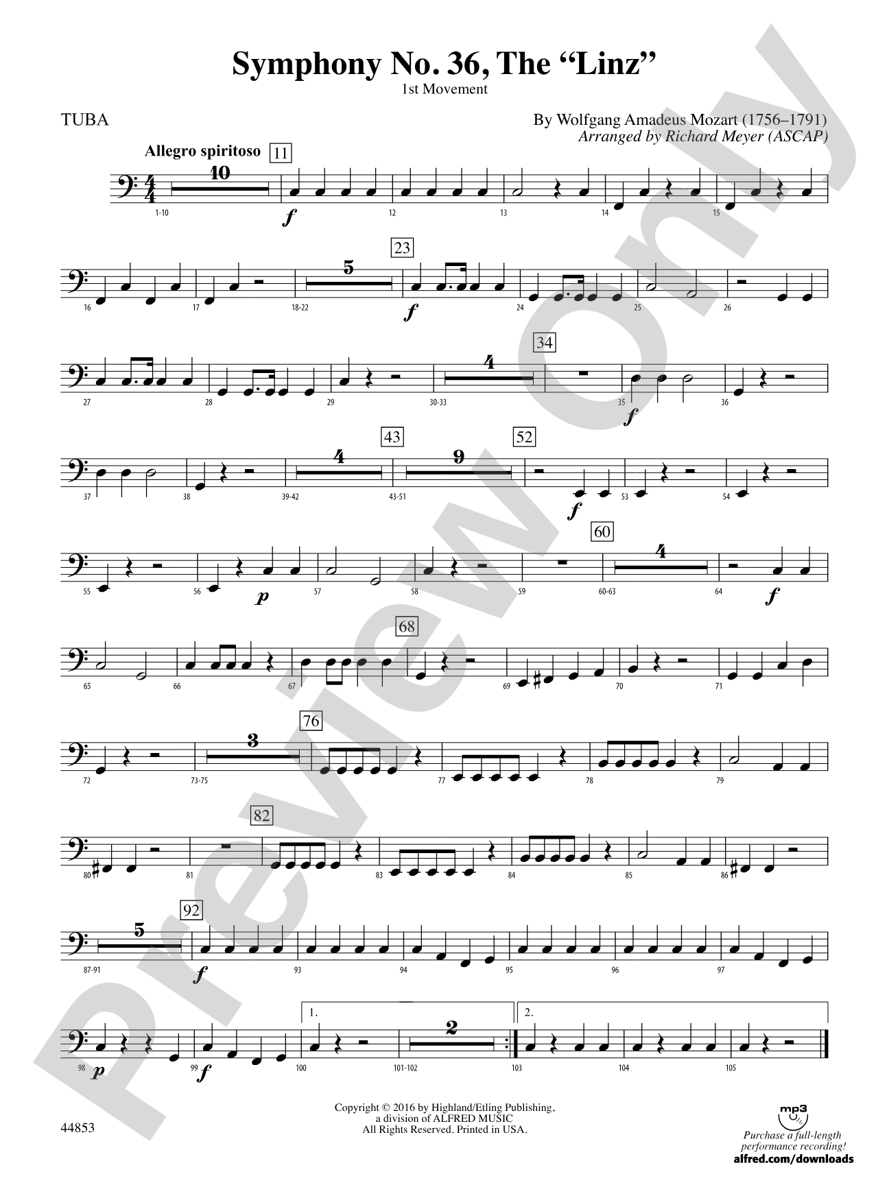 Symphony No. 36, The "Linz": Tuba