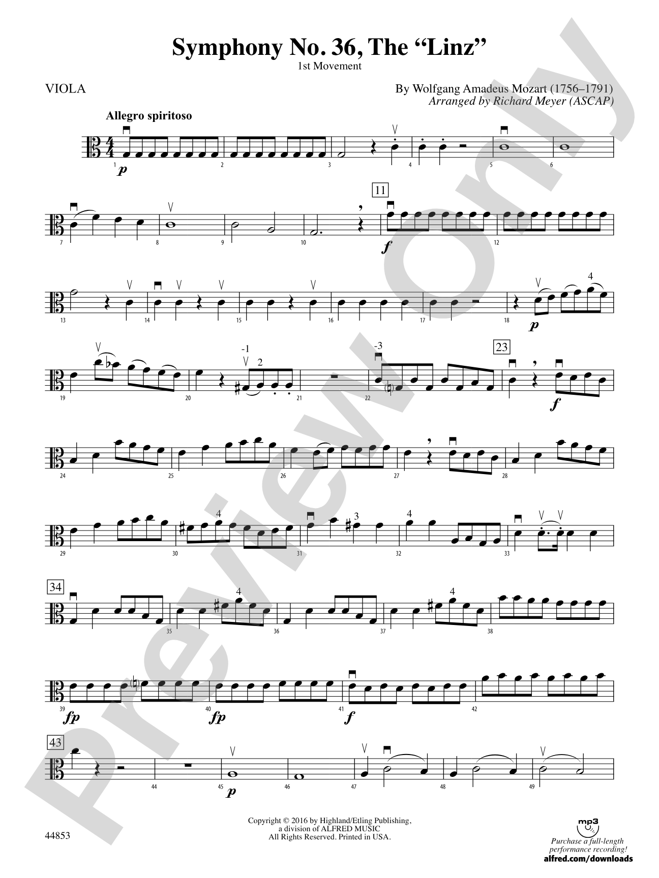Symphony No. 36, The "Linz": Viola