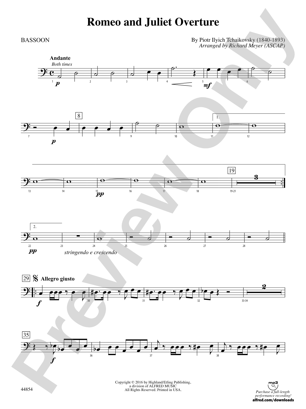 Romeo and Juliet Overture: Bassoon