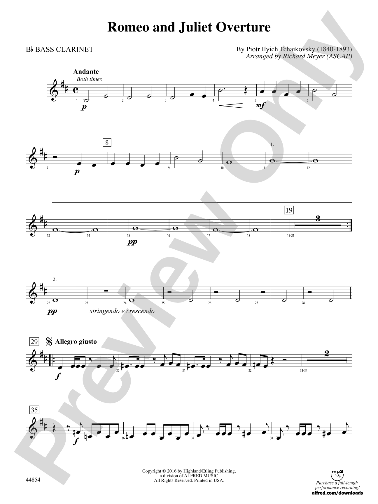 Romeo and Juliet Overture: B-flat Bass Clarinet