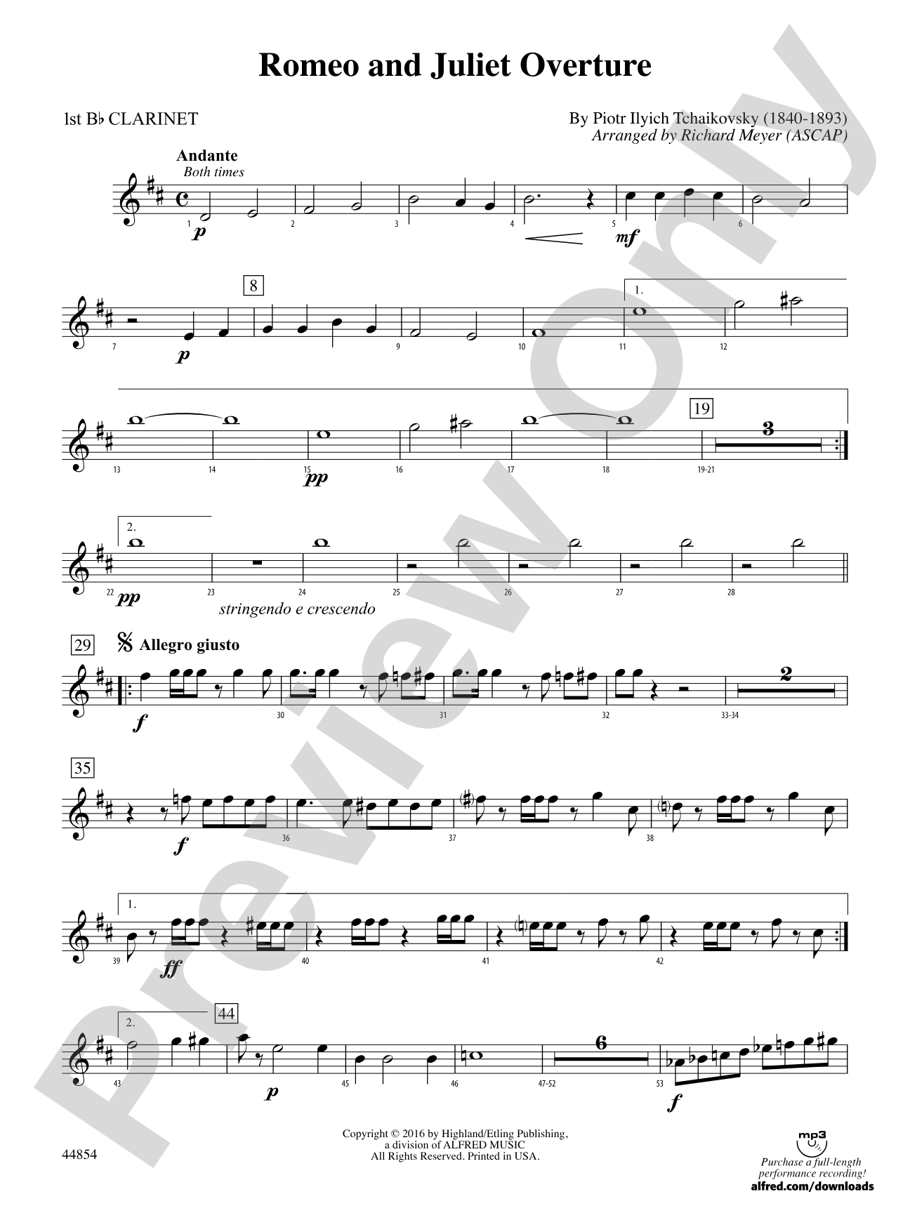 Romeo and Juliet Overture: 1st B-flat Clarinet