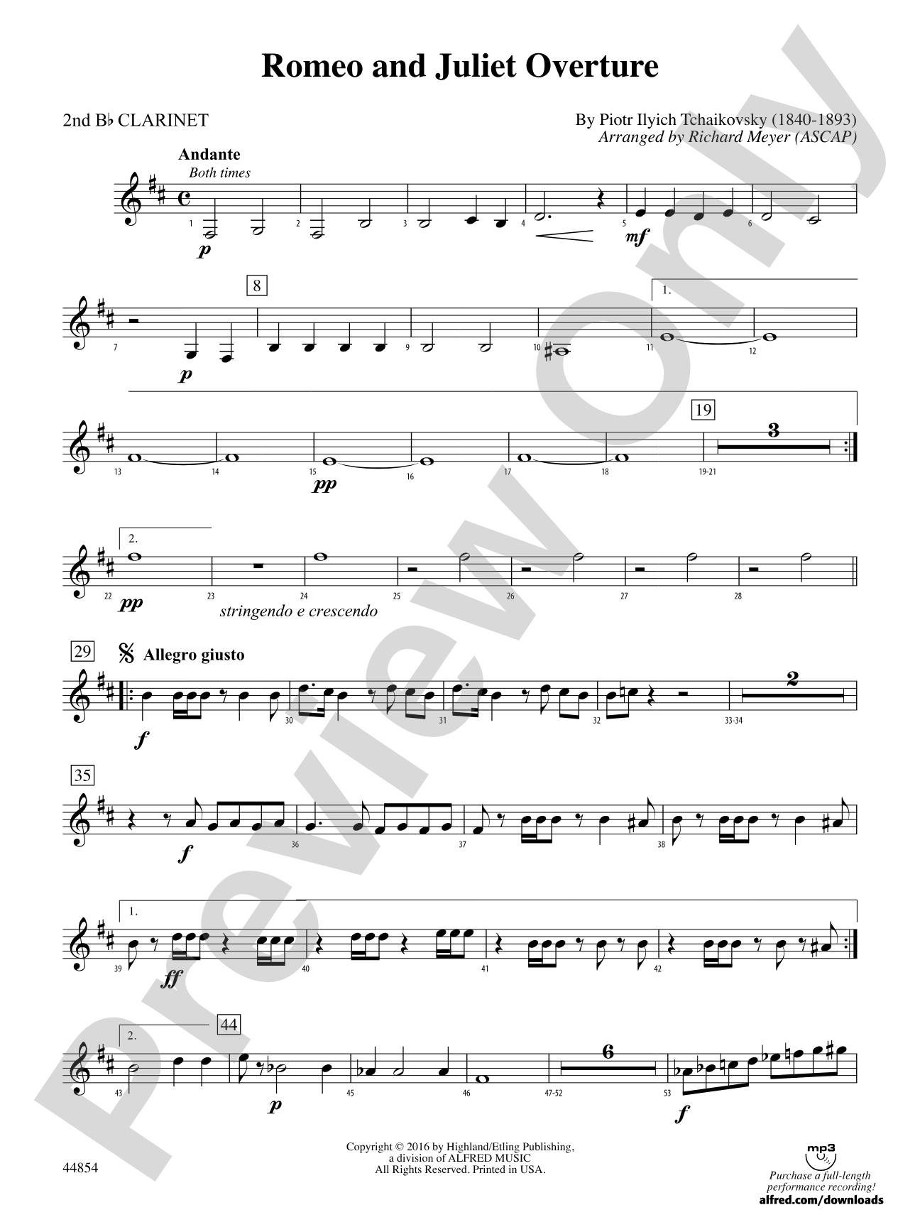 Romeo and Juliet Overture: 2nd B-flat Clarinet