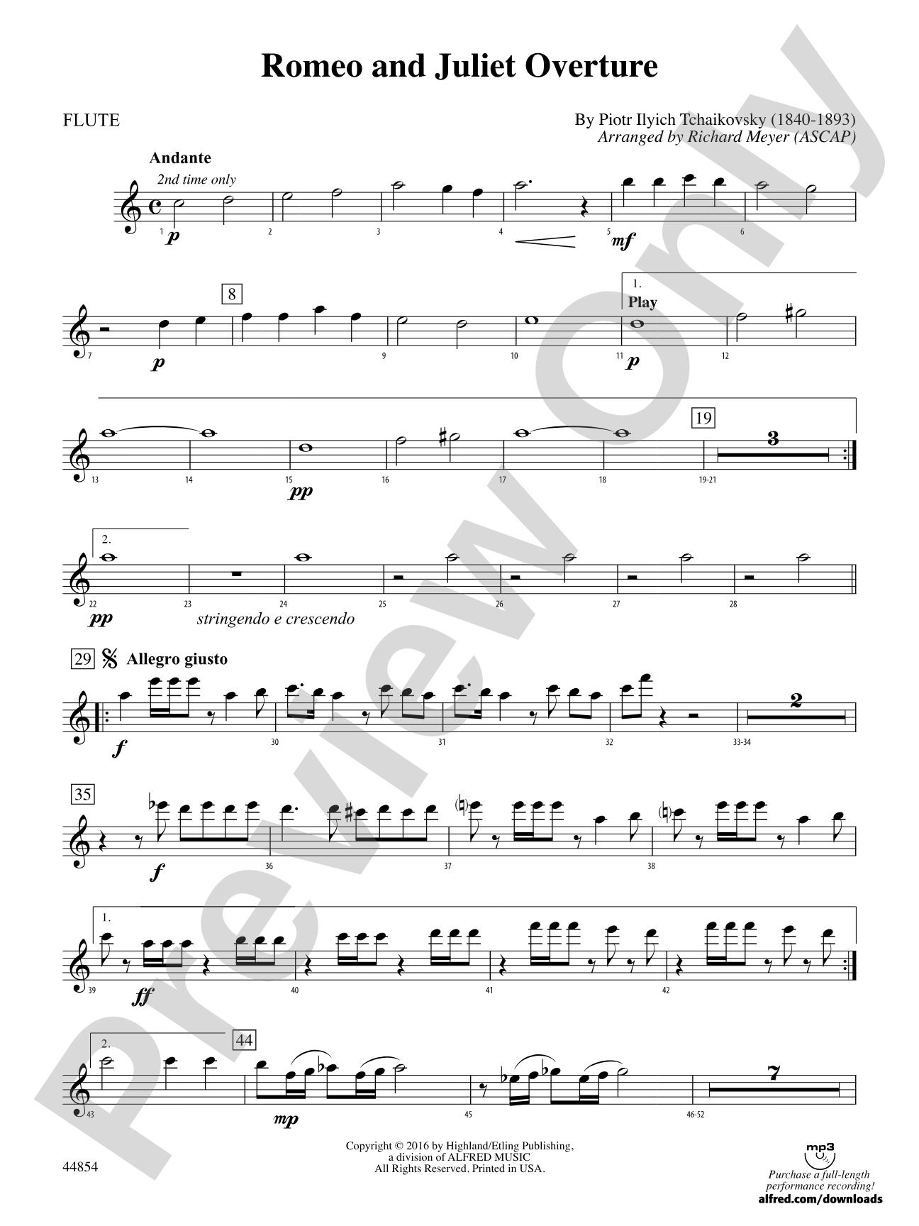 Romeo and Juliet Overture: Flute