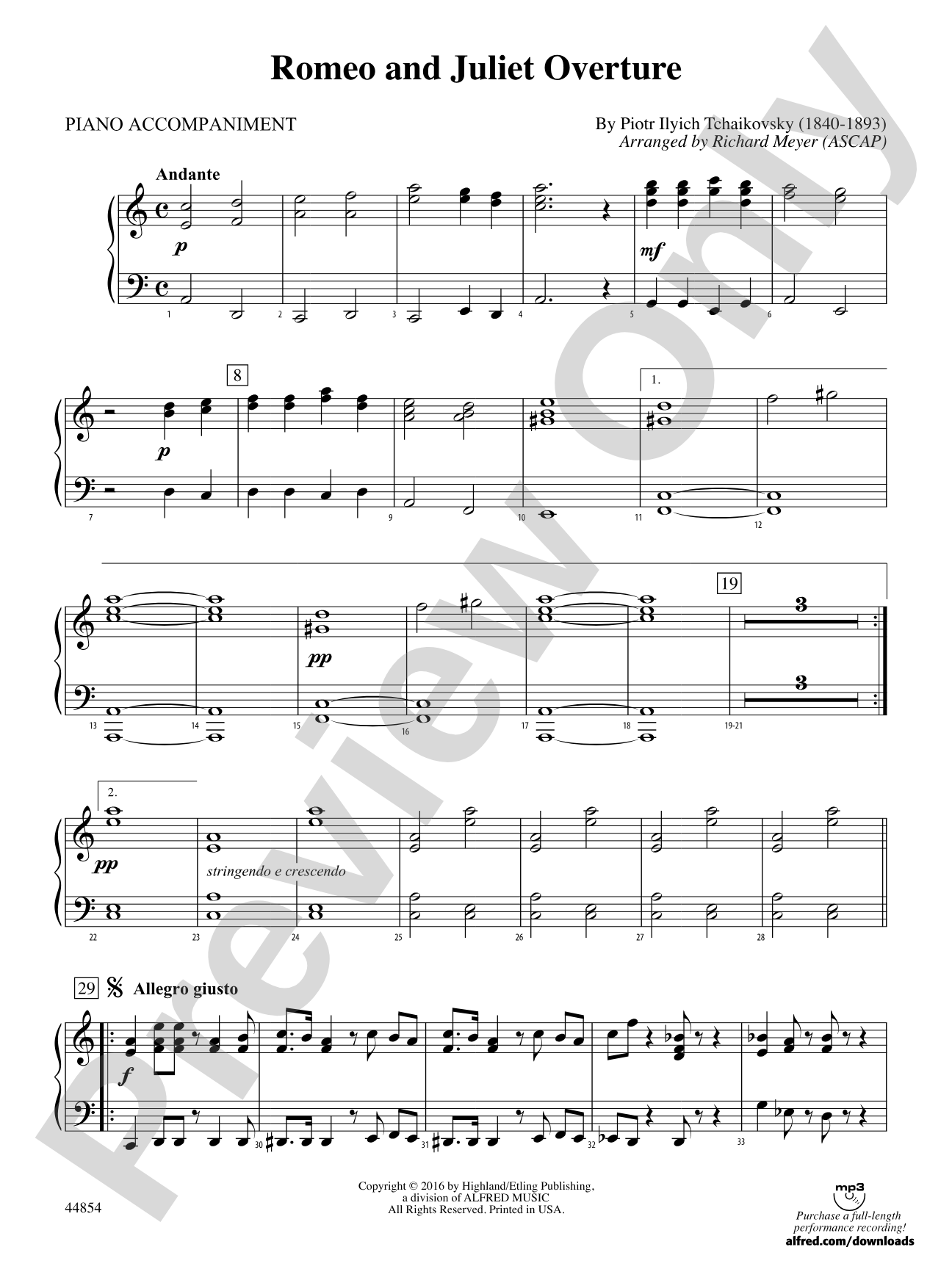 Romeo and Juliet Overture: Piano Accompaniment