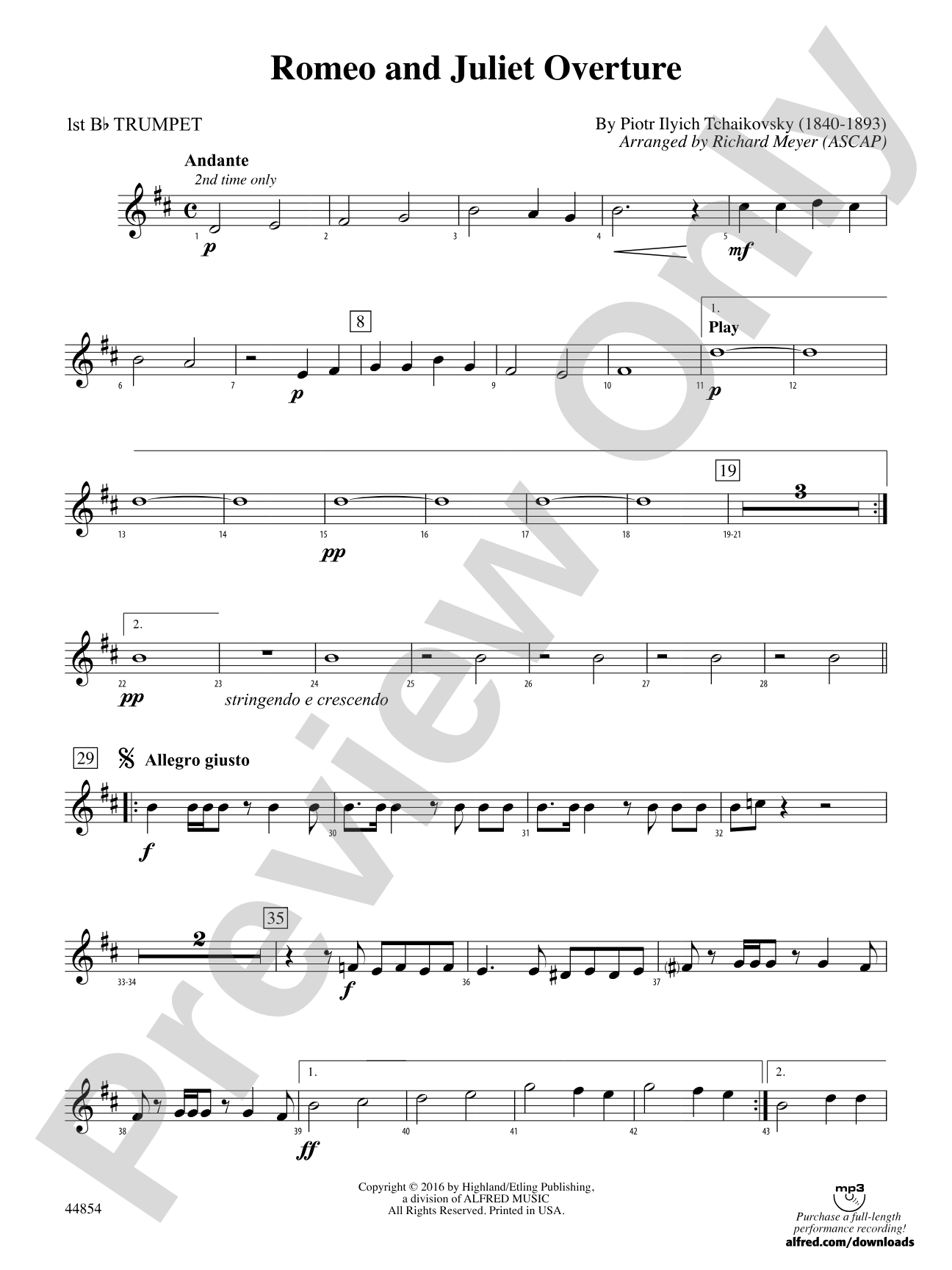 Romeo and Juliet Overture: 1st B-flat Trumpet