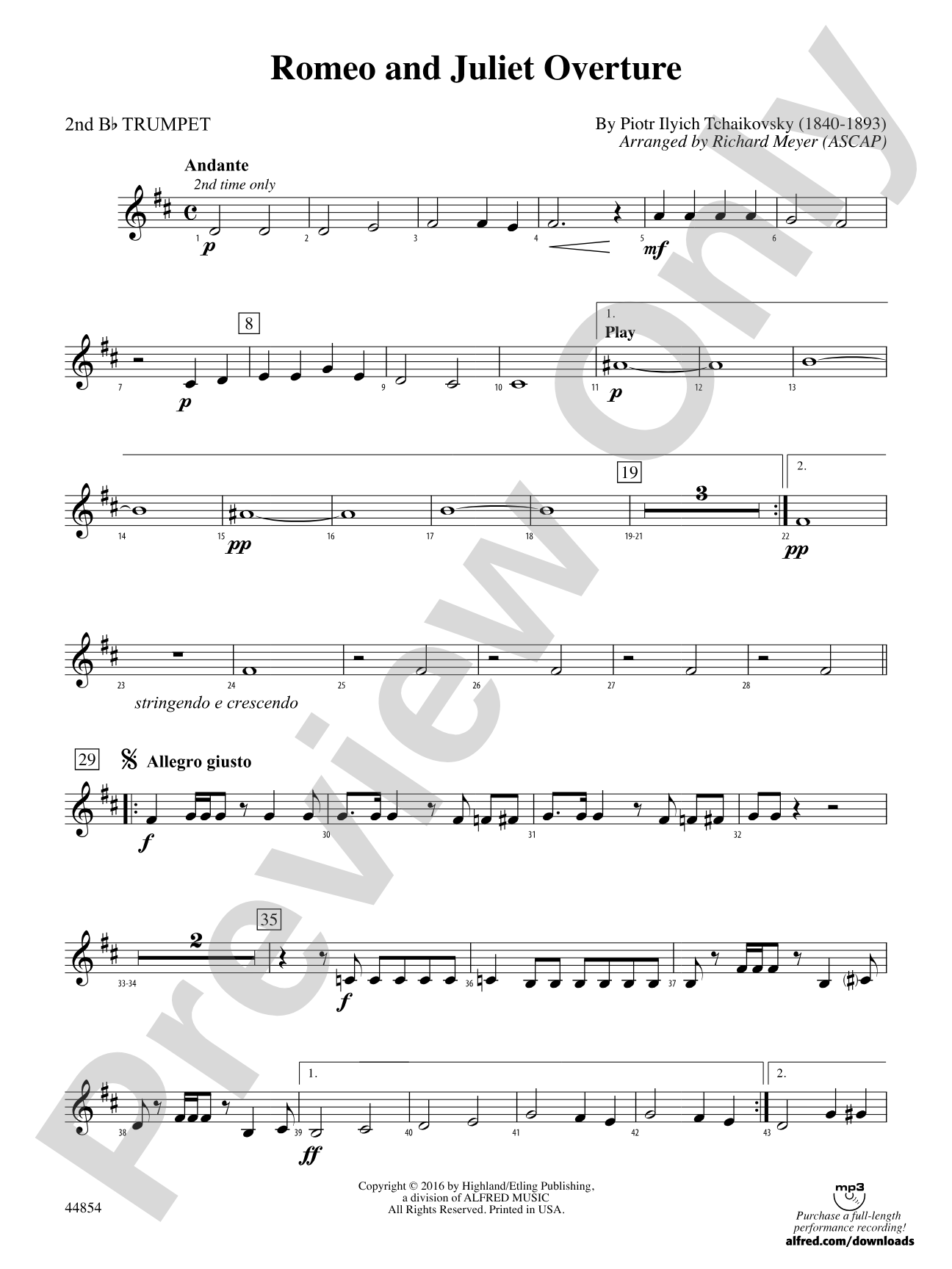 Romeo and Juliet Overture: 2nd B-flat Trumpet
