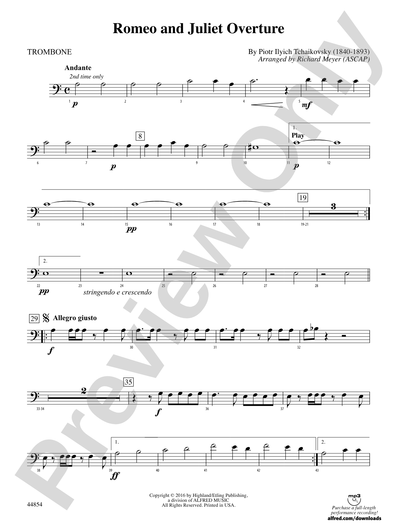 Romeo and Juliet Overture: 1st Trombone