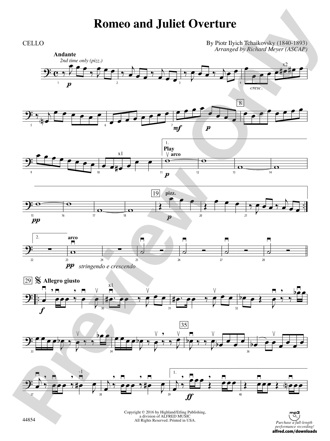 Romeo and Juliet Overture: Cello