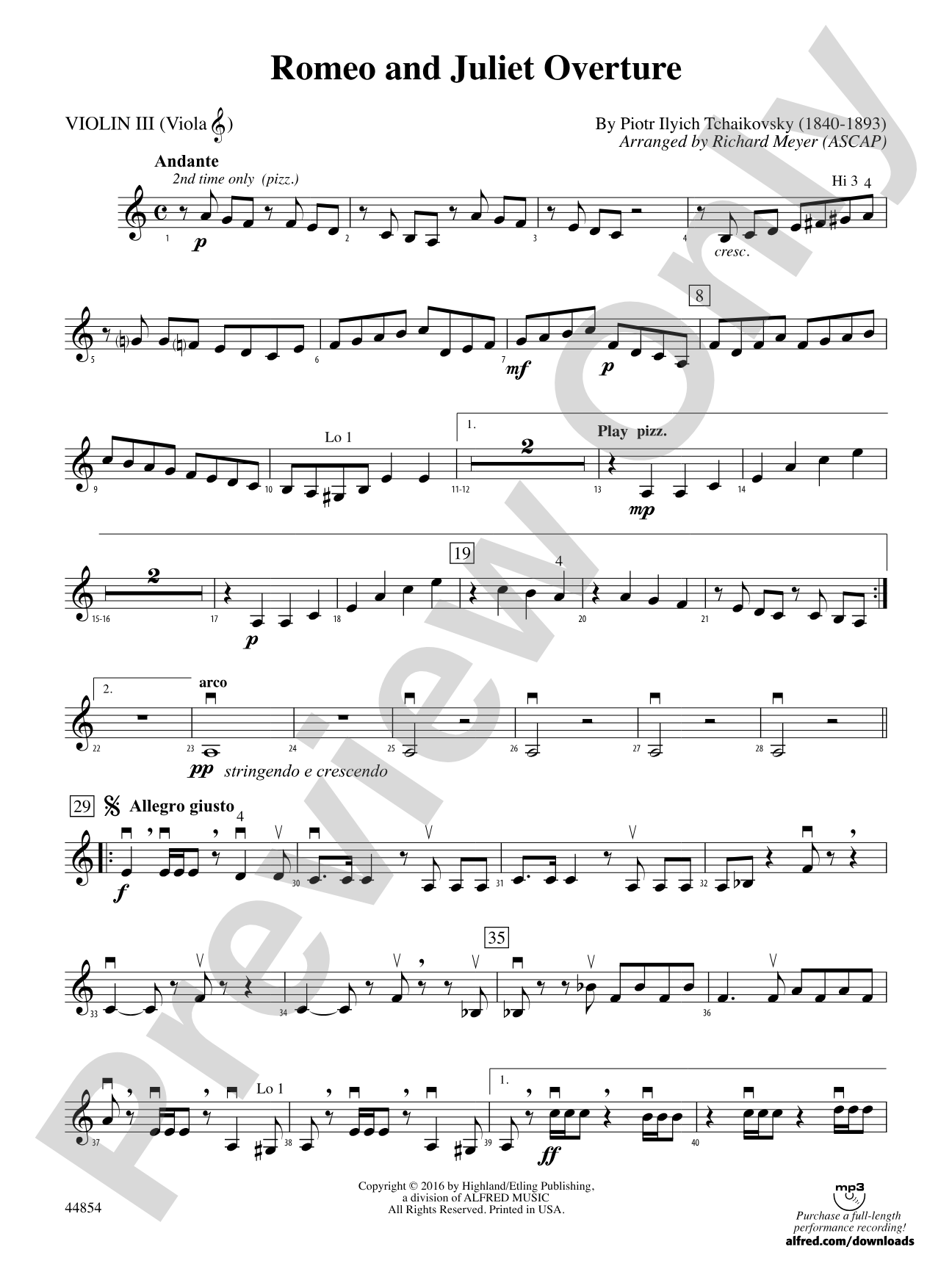 Romeo and Juliet Overture: 3rd Violin (Viola [TC])