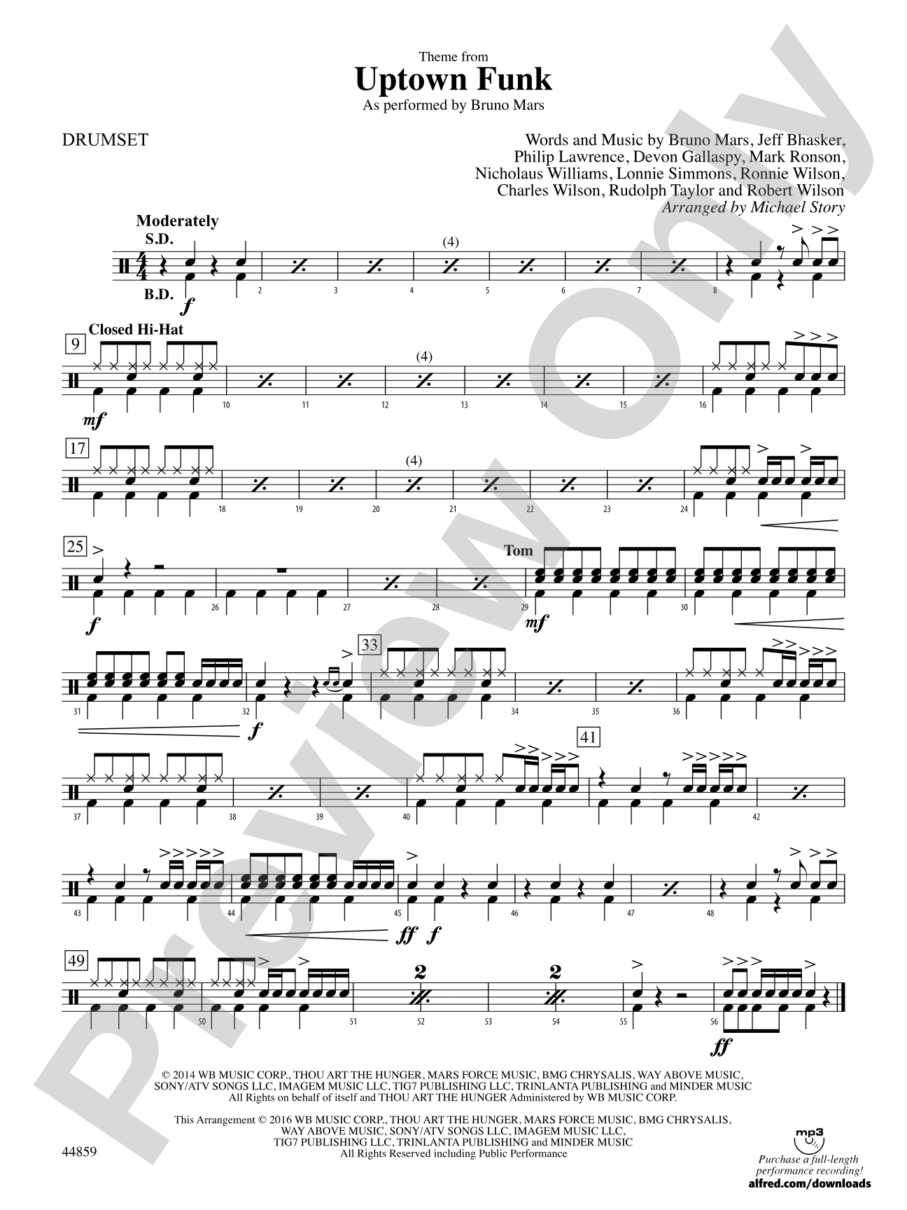 Uptown Funk, Theme from: Drums