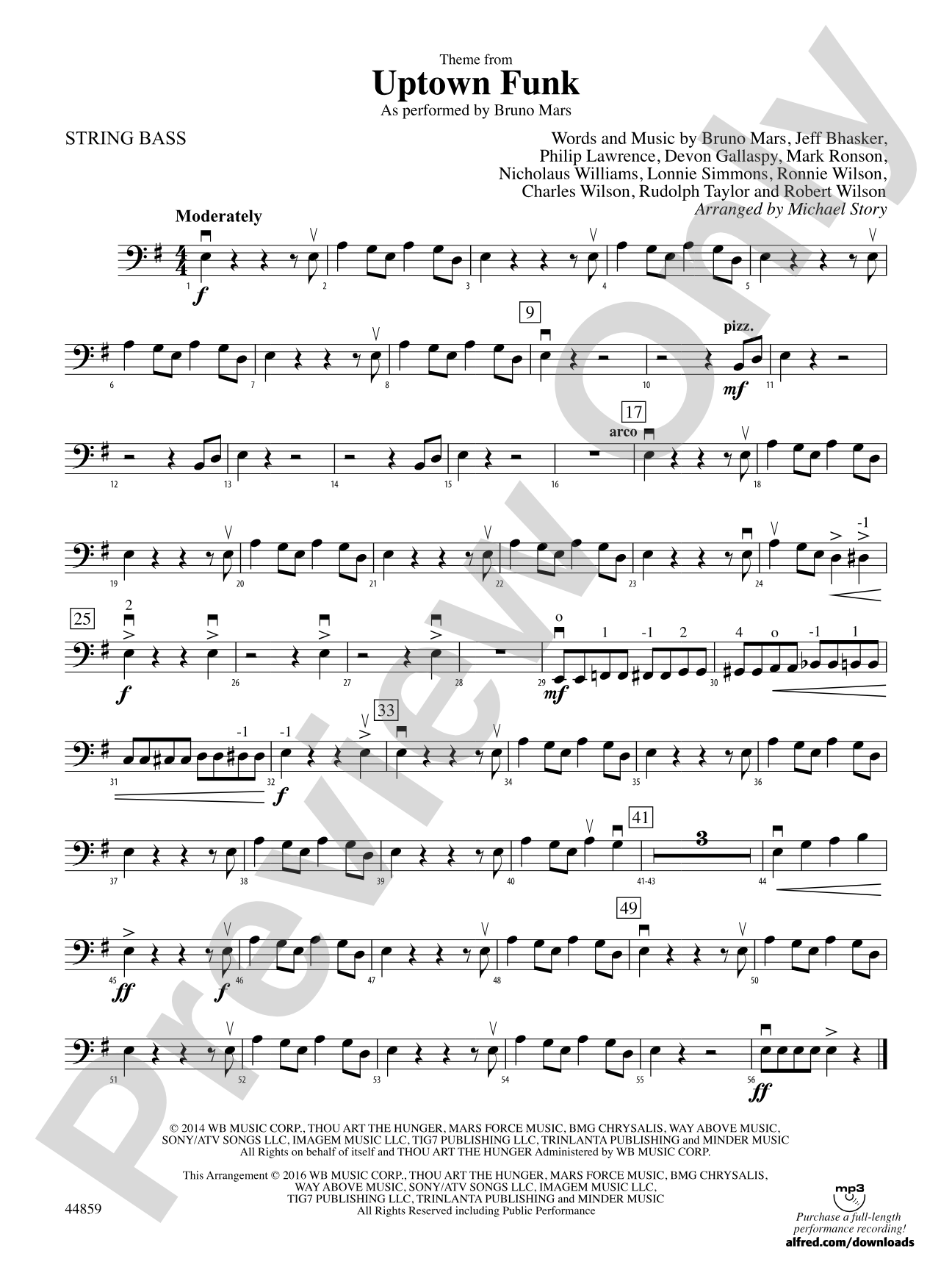 Uptown Funk, Theme from: String Bass
