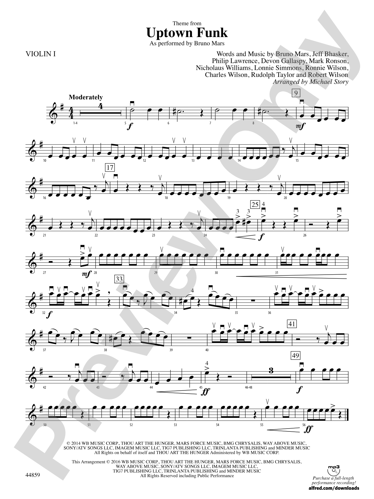 Uptown Funk, Theme from: 1st Violin