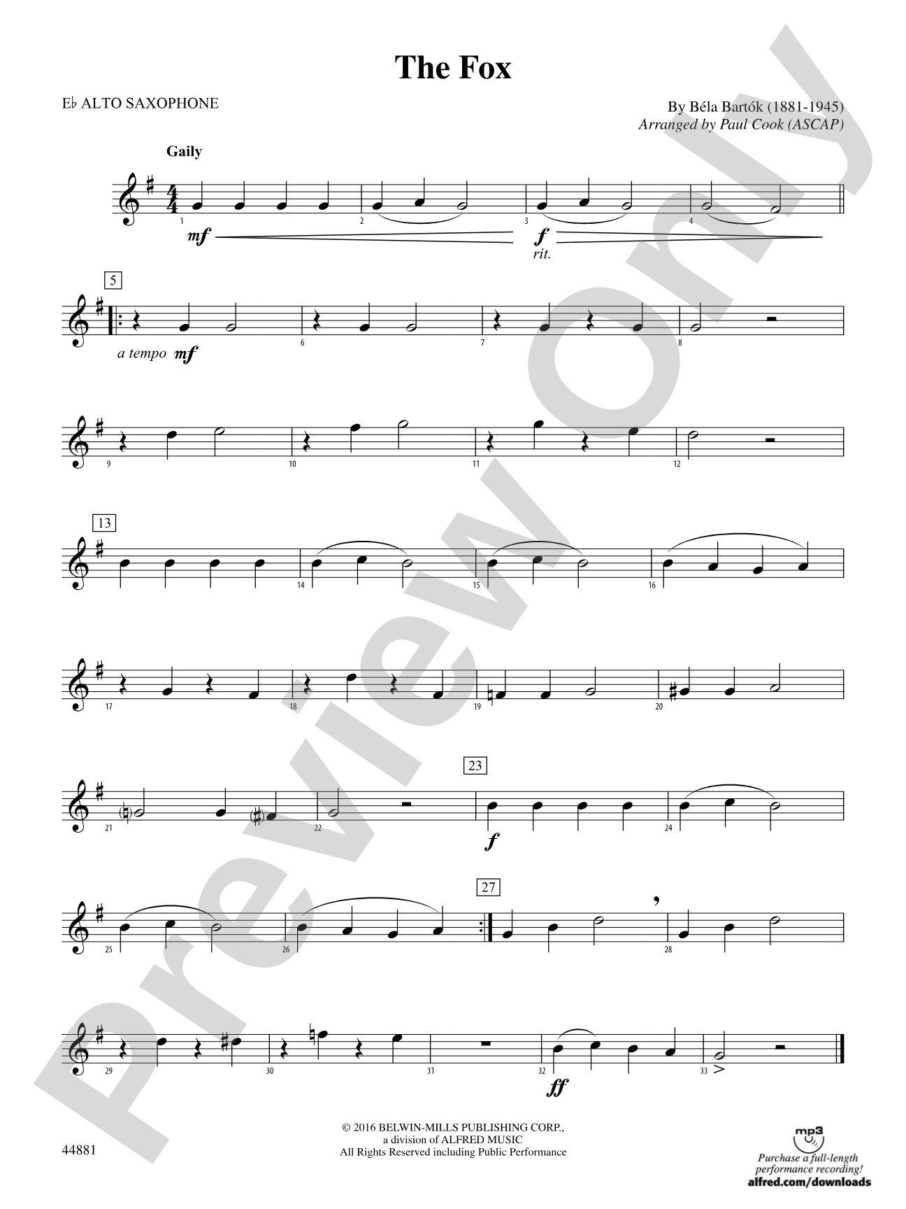 The Fox: E-flat Alto Saxophone