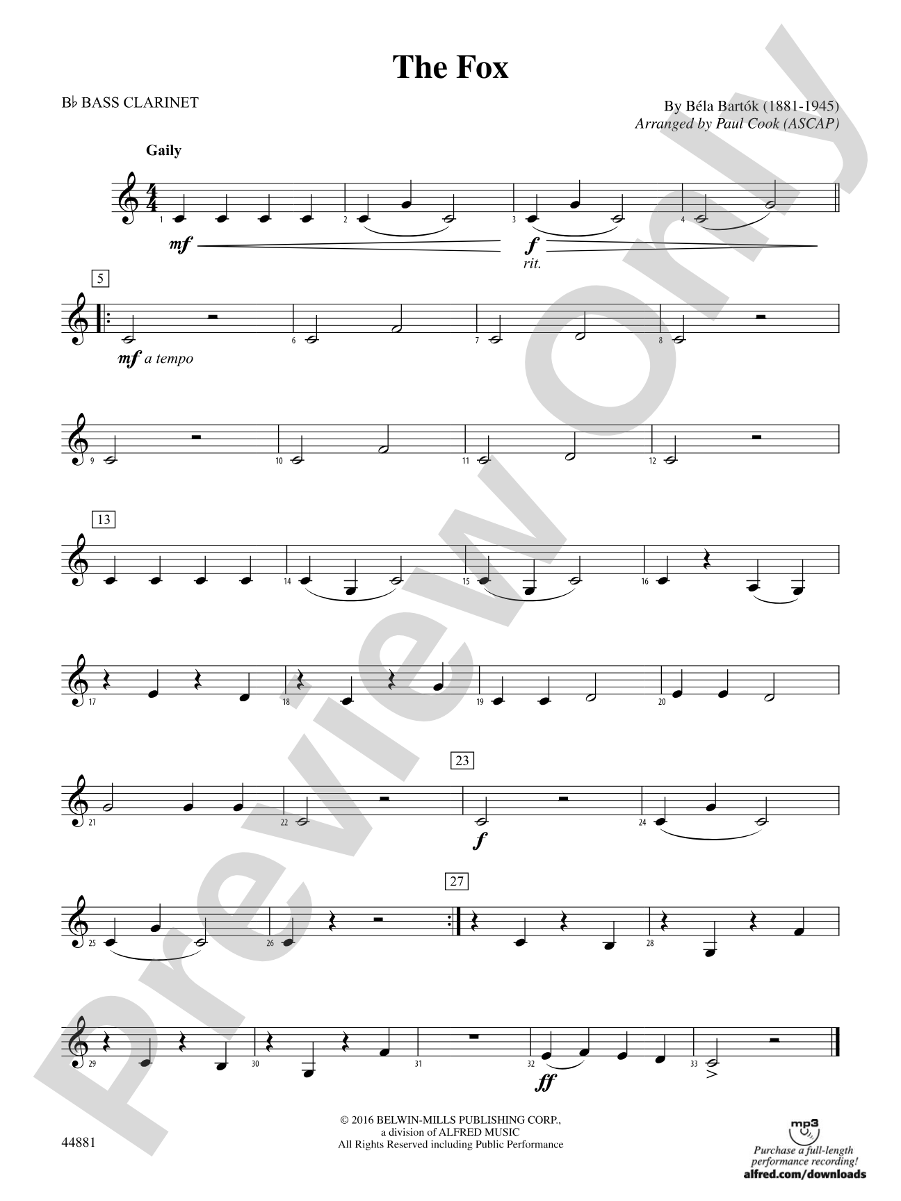 The Fox: B-flat Bass Clarinet