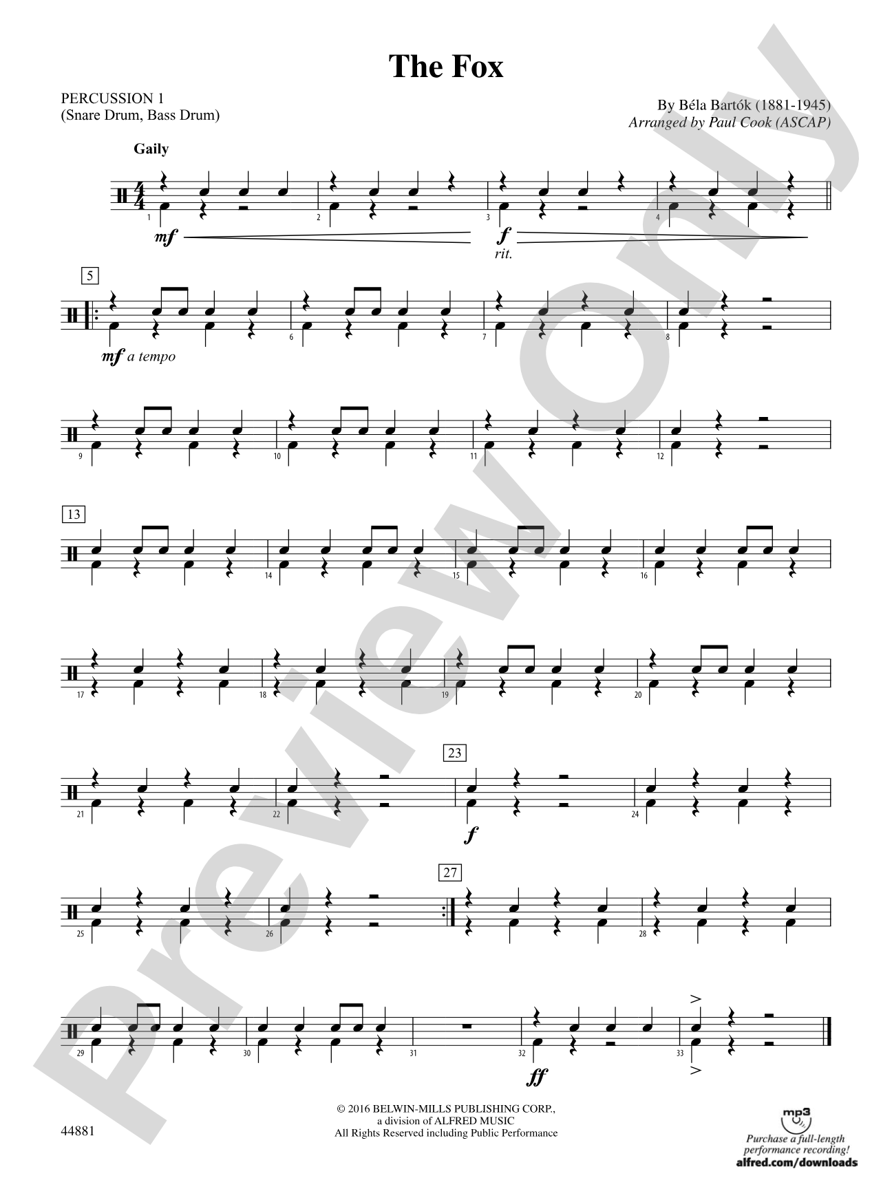 The Fox: 1st Percussion