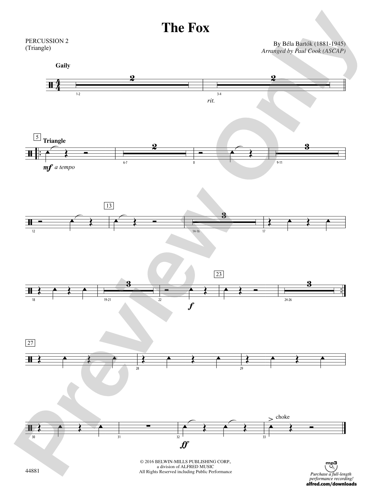 The Fox: 2nd Percussion
