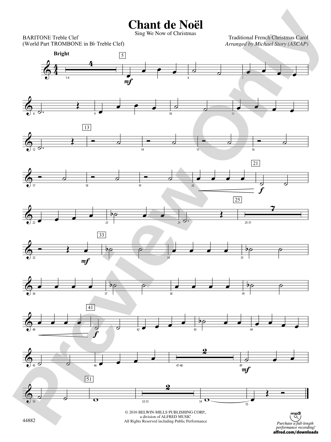 Chant de Noël: Baritone T.C.