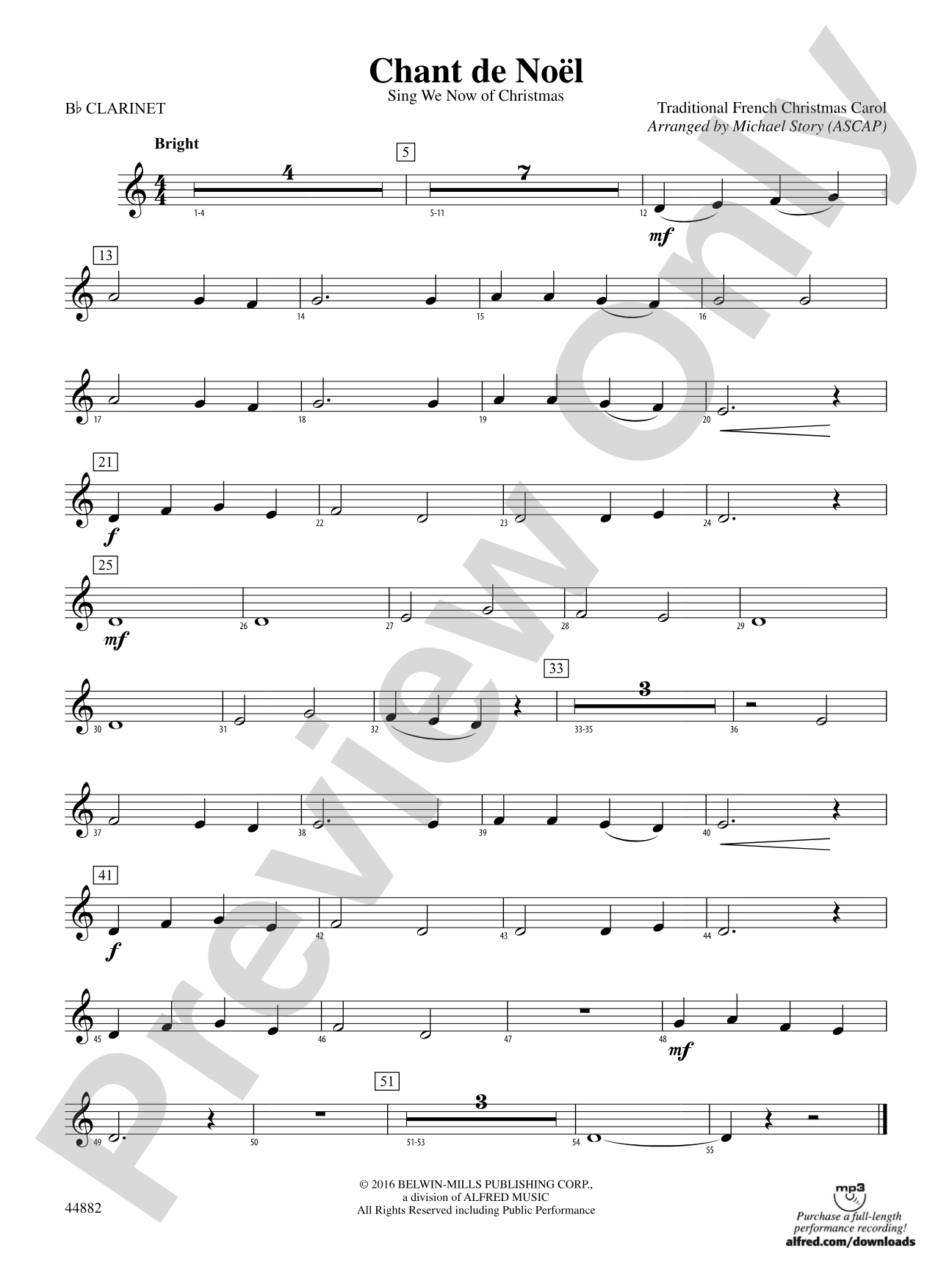 Chant de Noël: 1st B-flat Clarinet