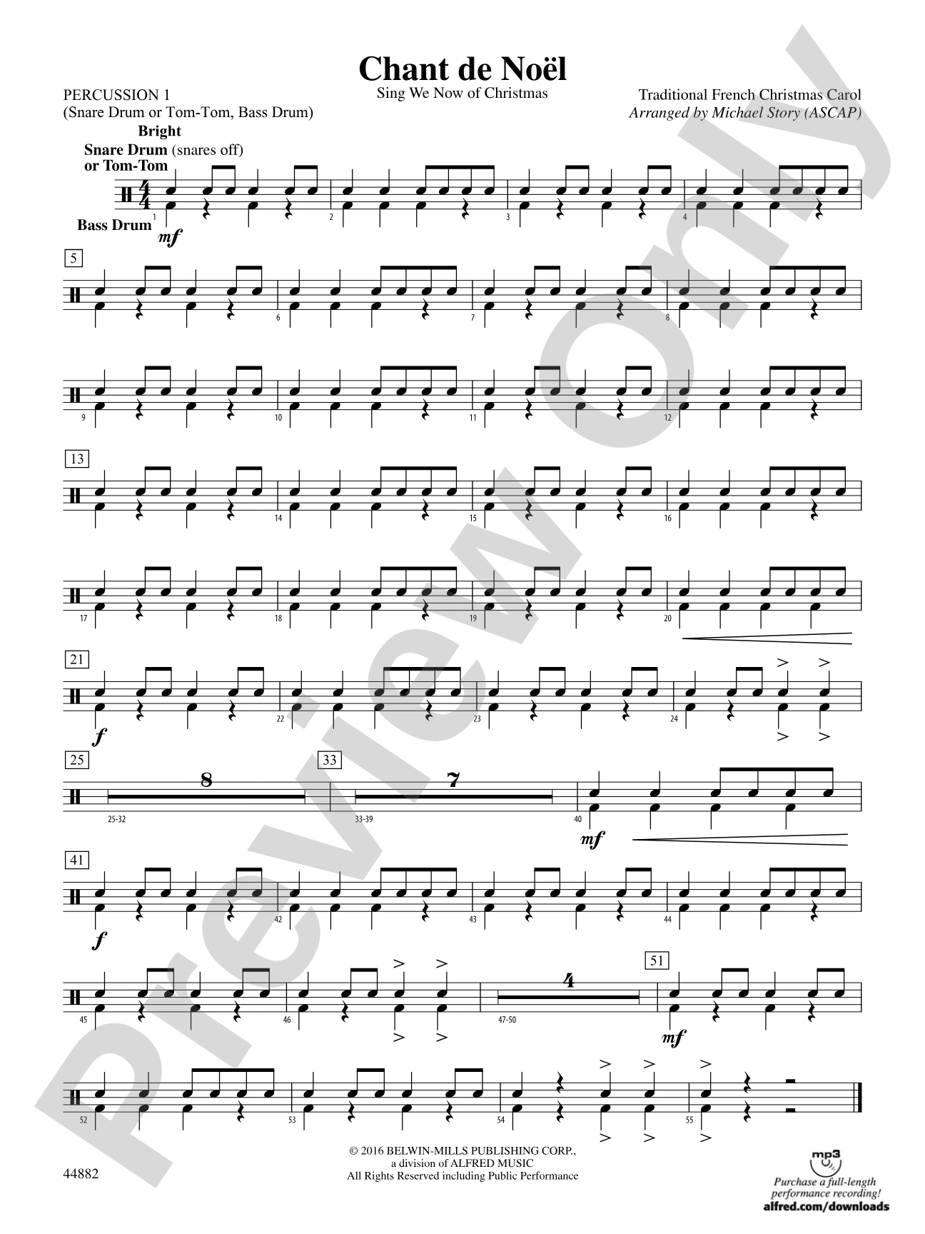 Chant de Noël: 1st Percussion