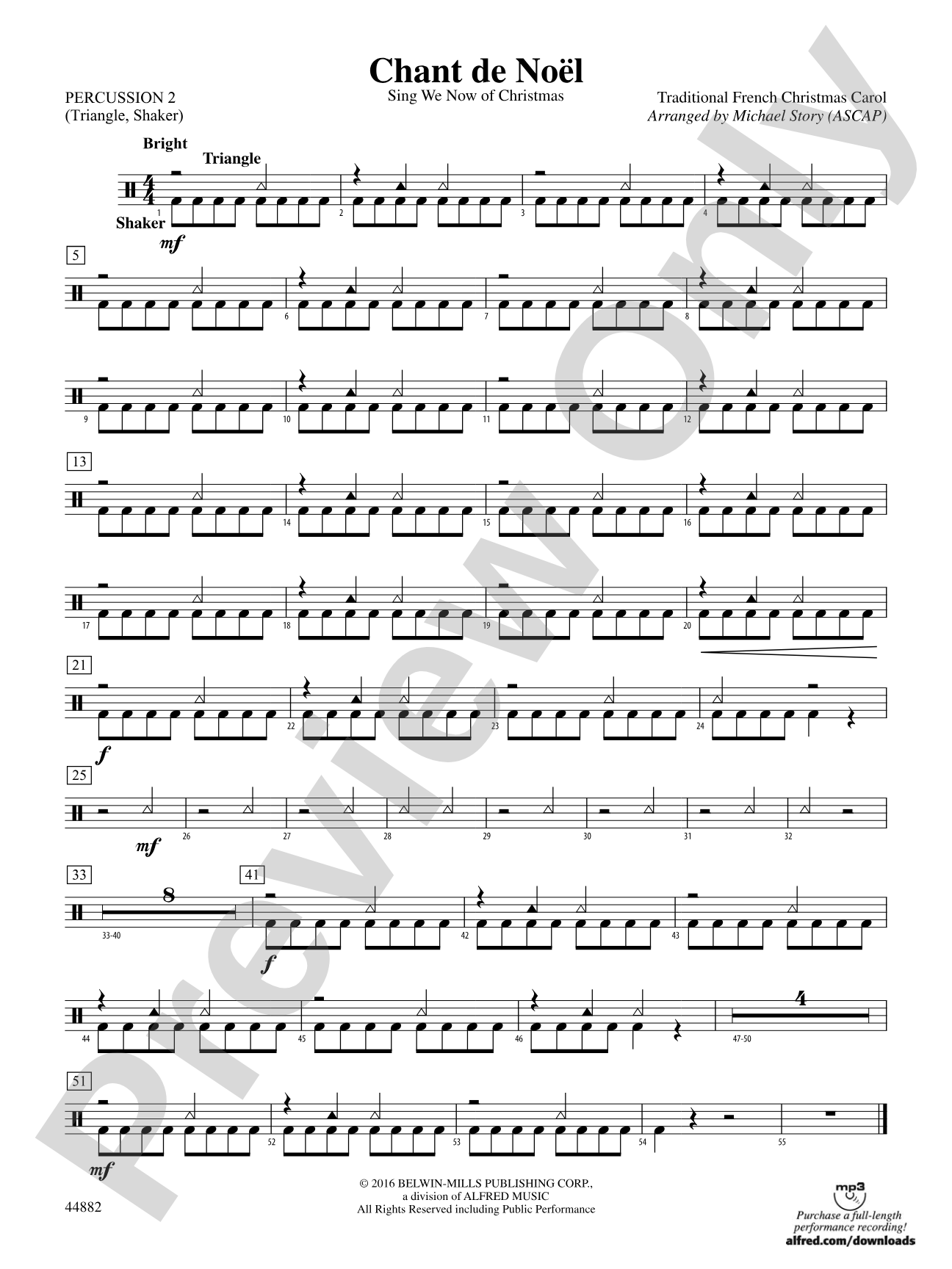 Chant de Noël: 2nd Percussion