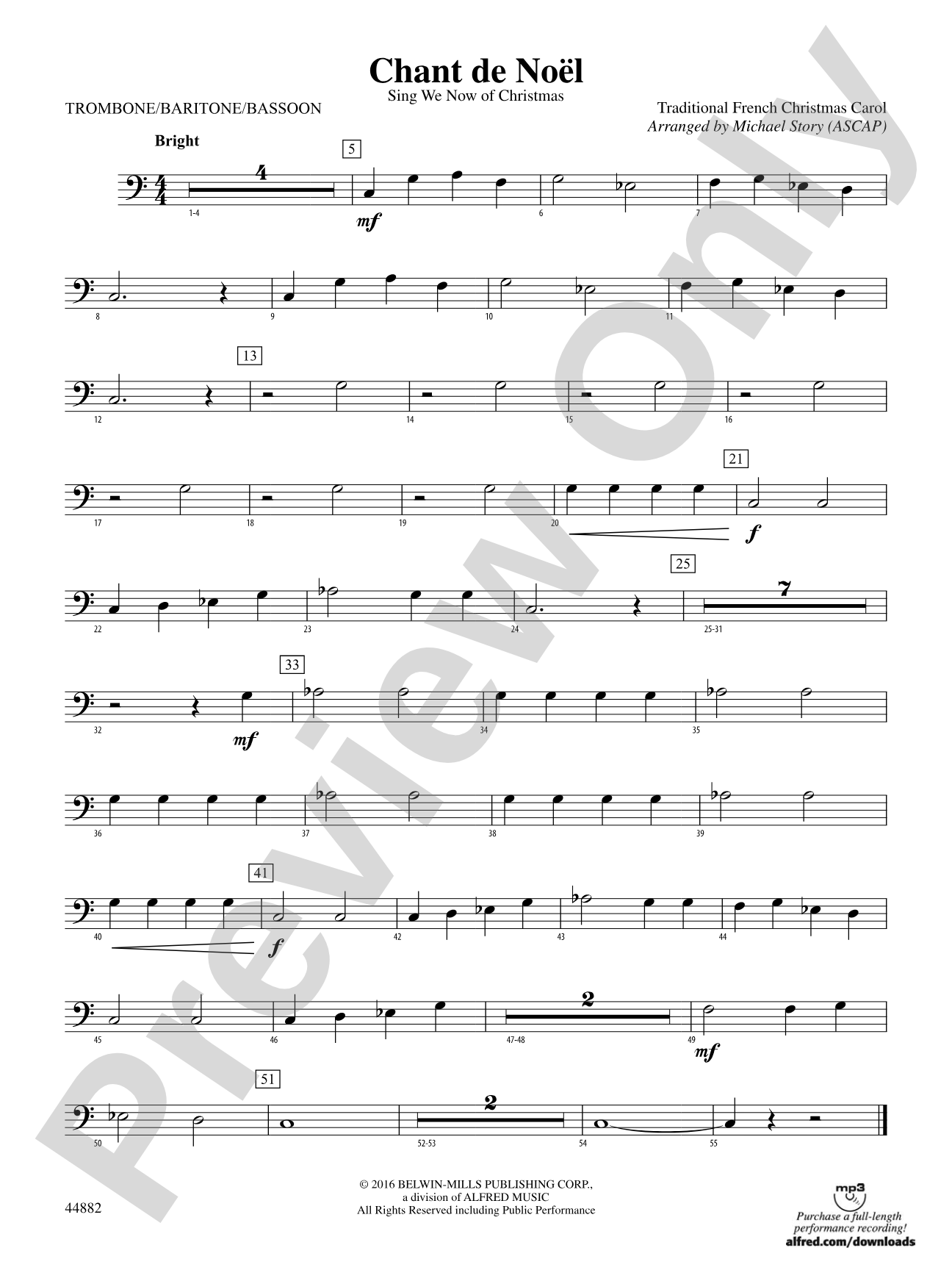 Chant de Noël: 1st Trombone
