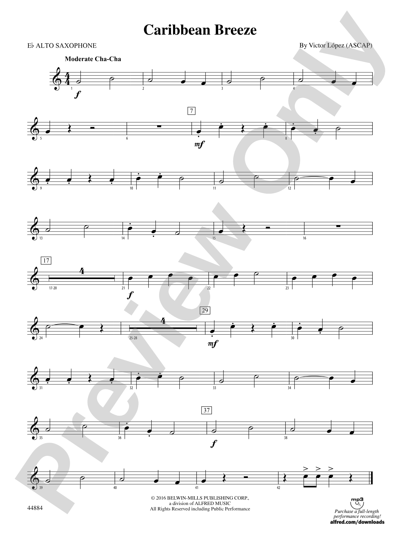 Caribbean Breeze: E-flat Alto Saxophone