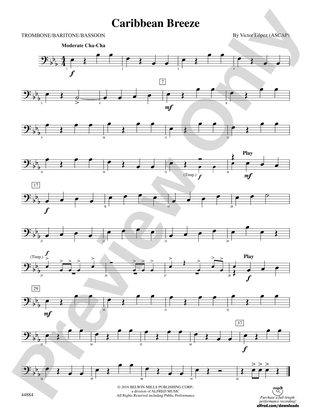 Caribbean Breeze: 1st Trombone