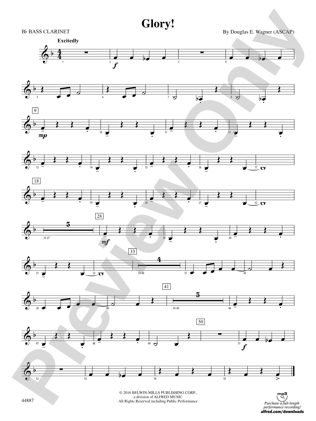 Glory!: B-flat Bass Clarinet