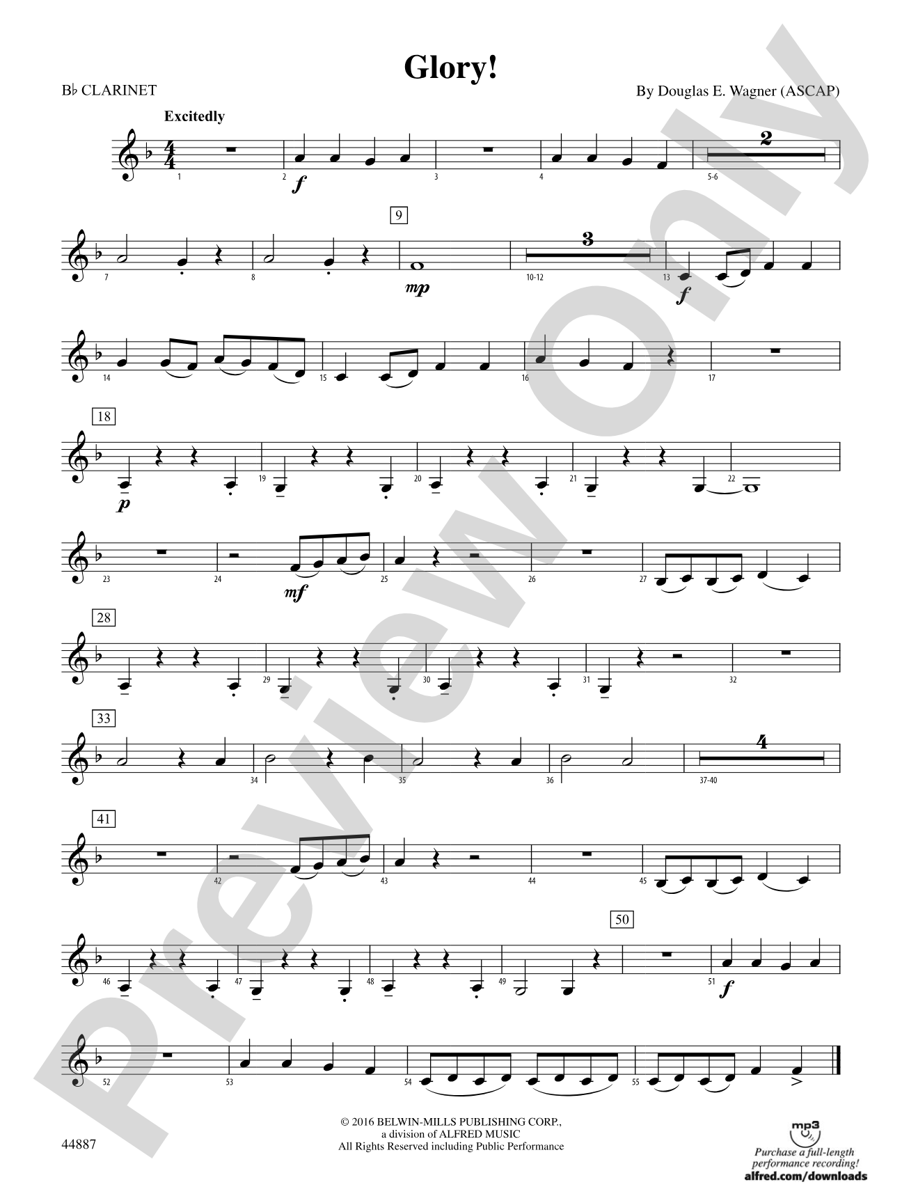 Glory!: 1st B-flat Clarinet