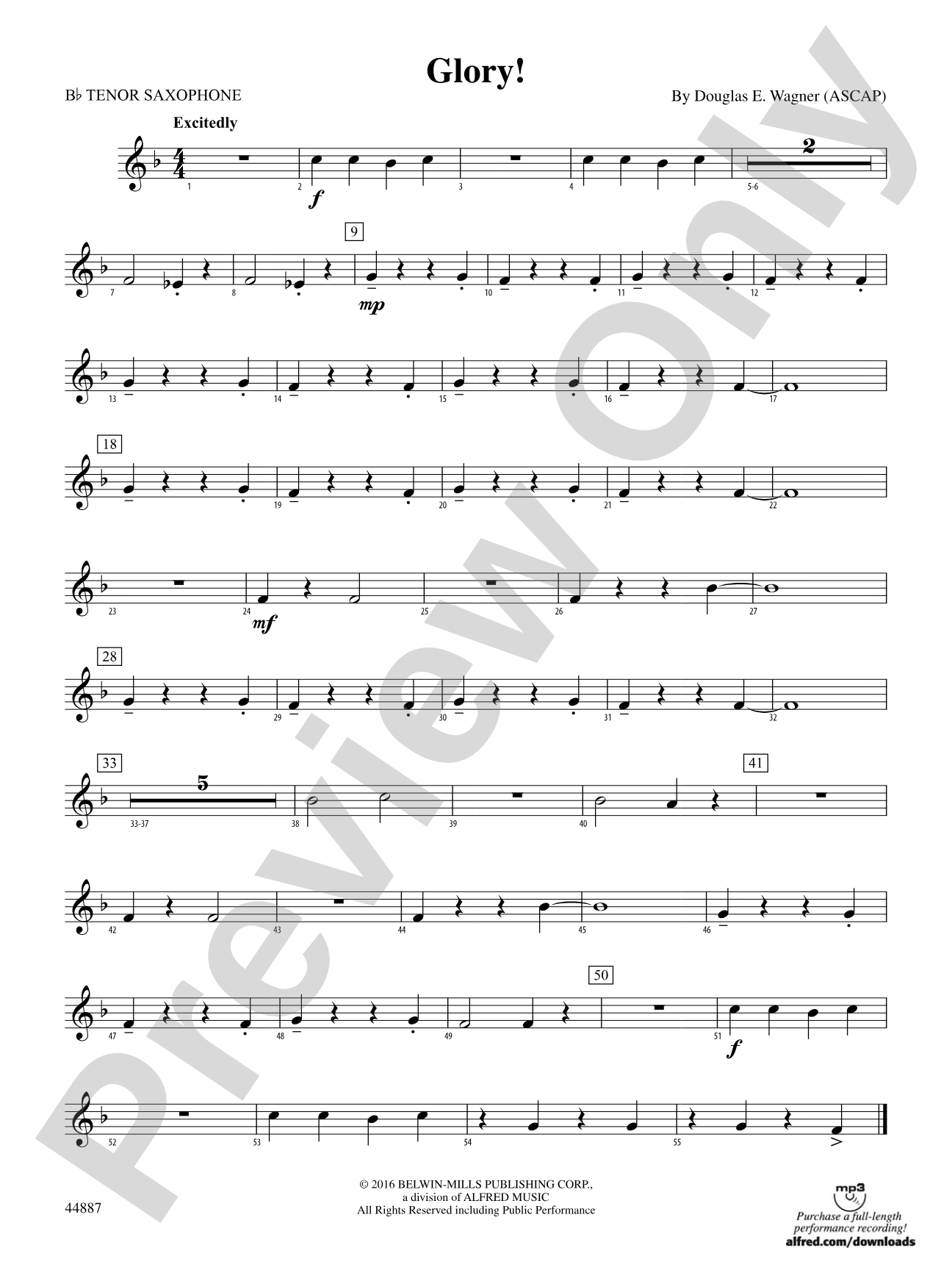 Glory!: B-flat Tenor Saxophone