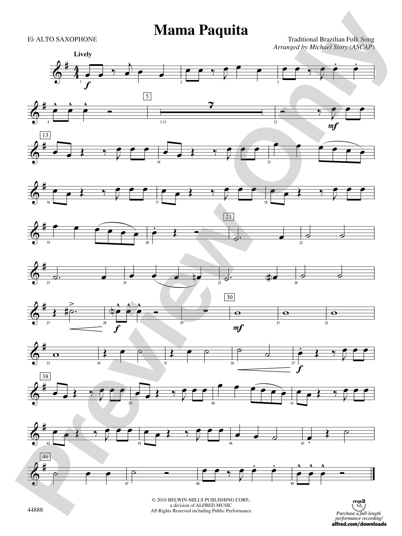 Mama Paquita: E-flat Alto Saxophone