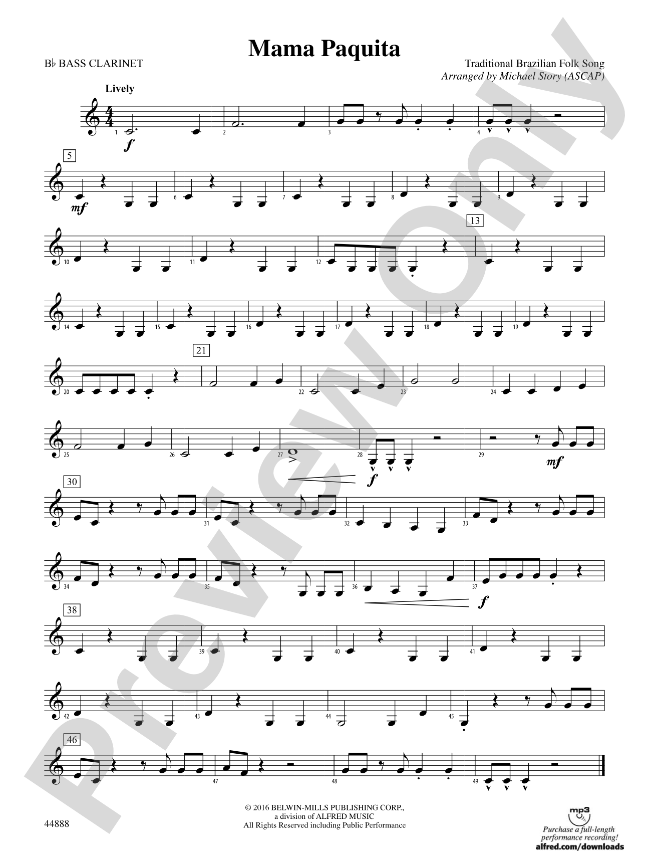 Mama Paquita: B-flat Bass Clarinet