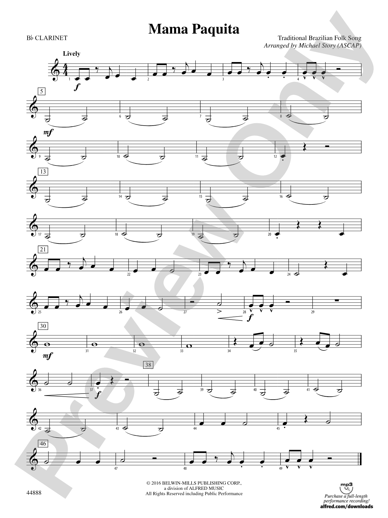 Mama Paquita: 1st B-flat Clarinet