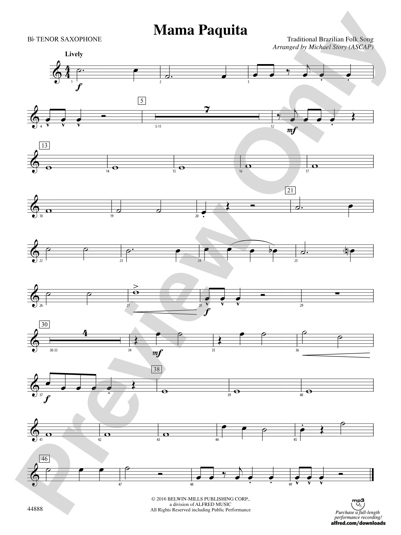 Mama Paquita: B-flat Tenor Saxophone