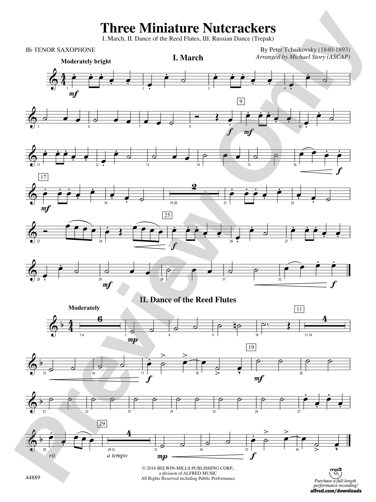 Three Miniature Nutcrackers: B-flat Tenor Saxophone