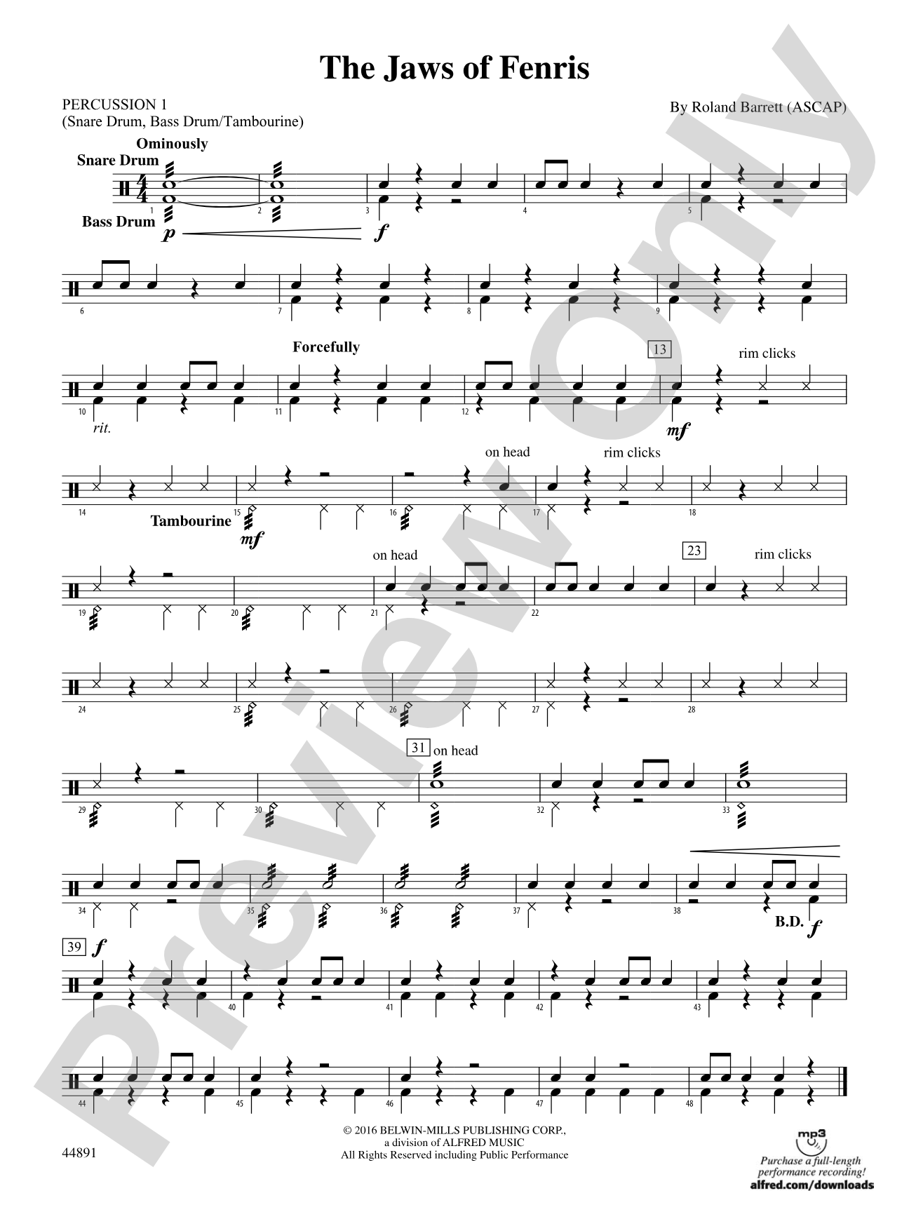 The Jaws of Fenris: 1st Percussion