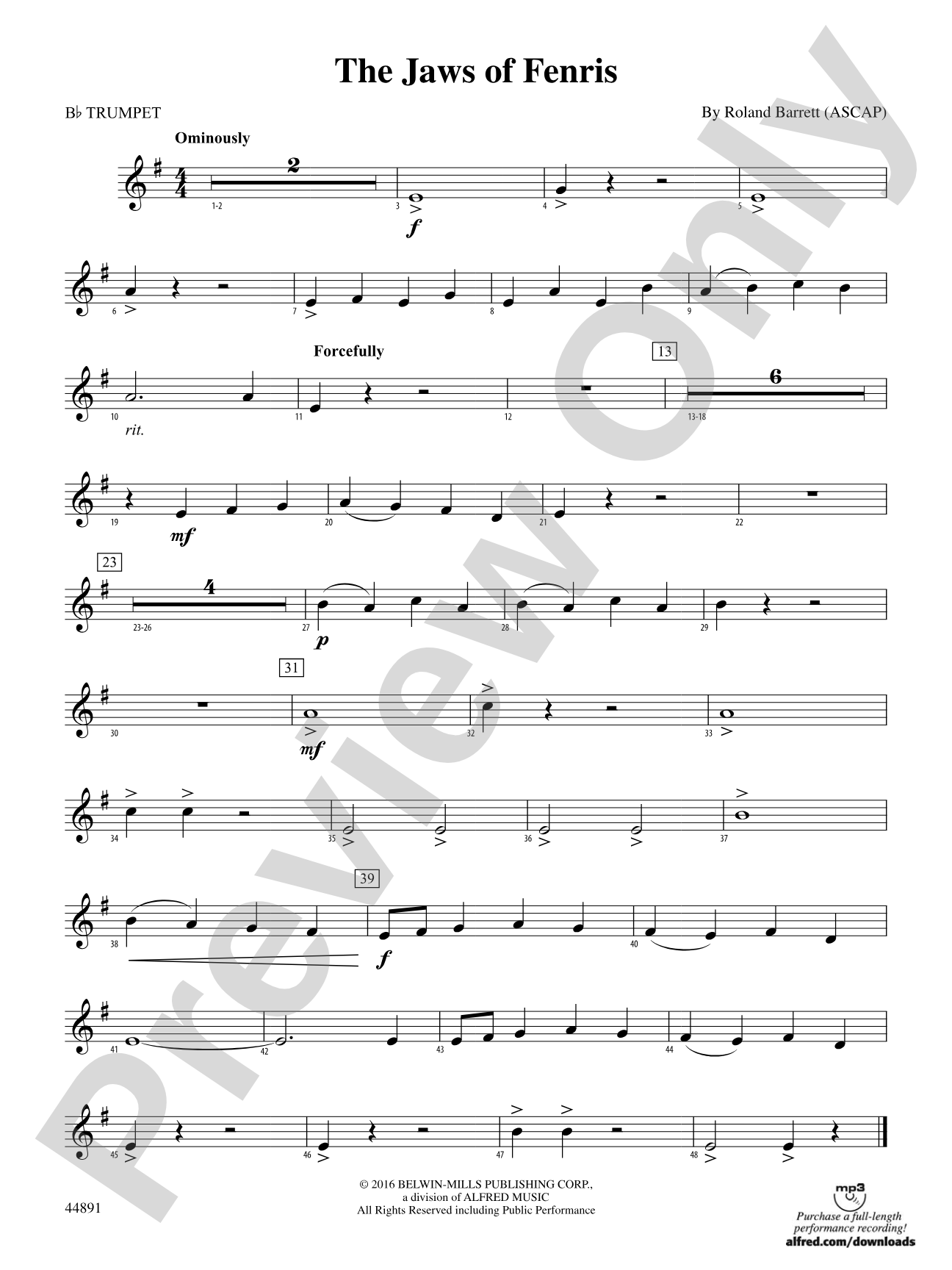 The Jaws of Fenris: 1st B-flat Trumpet