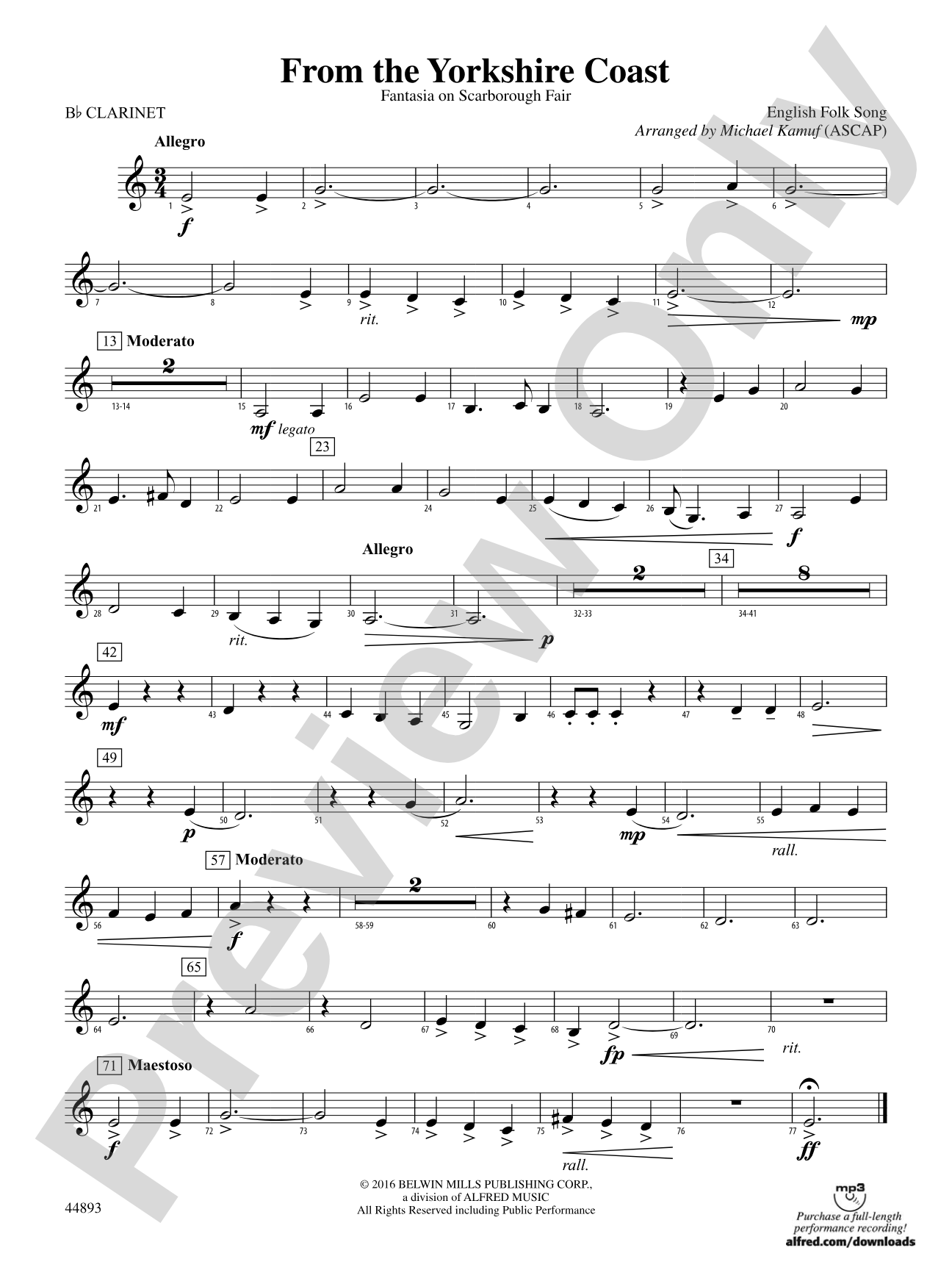 From the Yorkshire Coast: 1st B-flat Clarinet