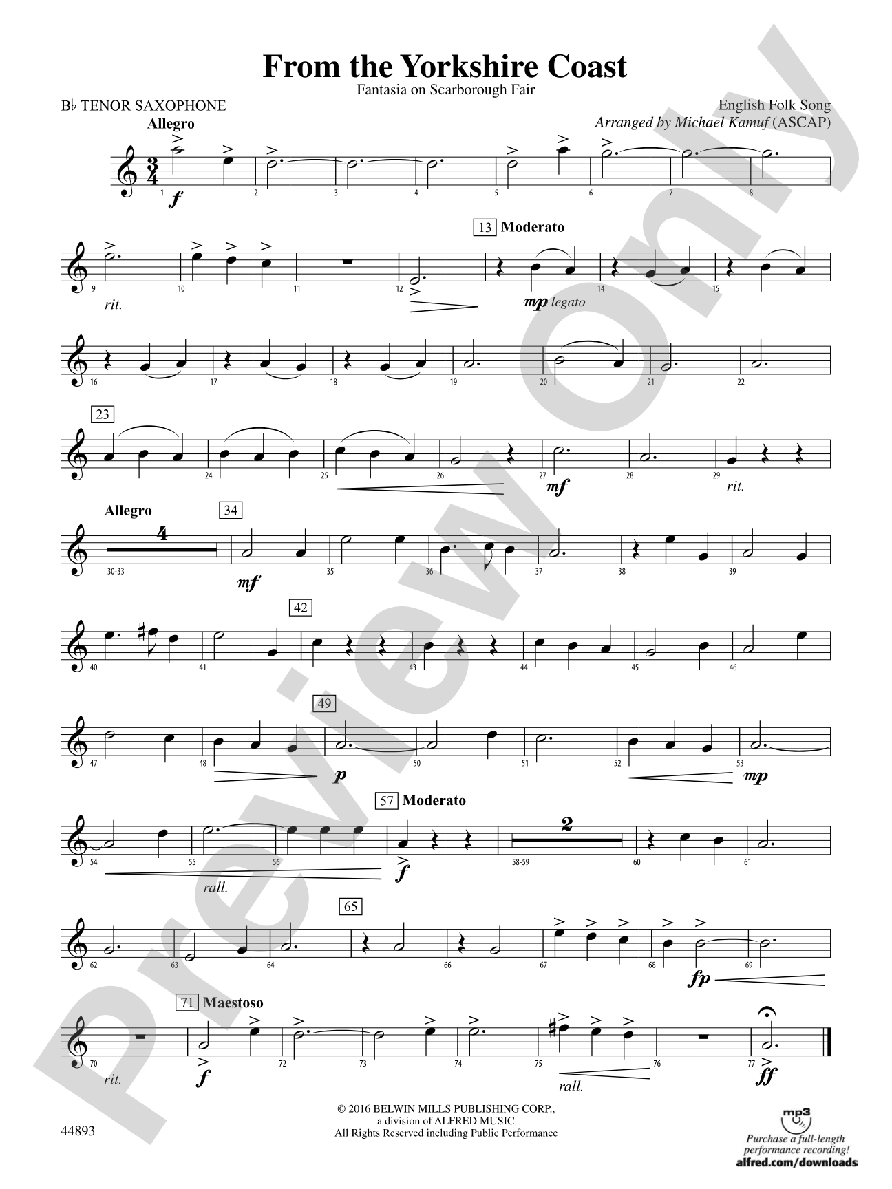 From the Yorkshire Coast: B-flat Tenor Saxophone