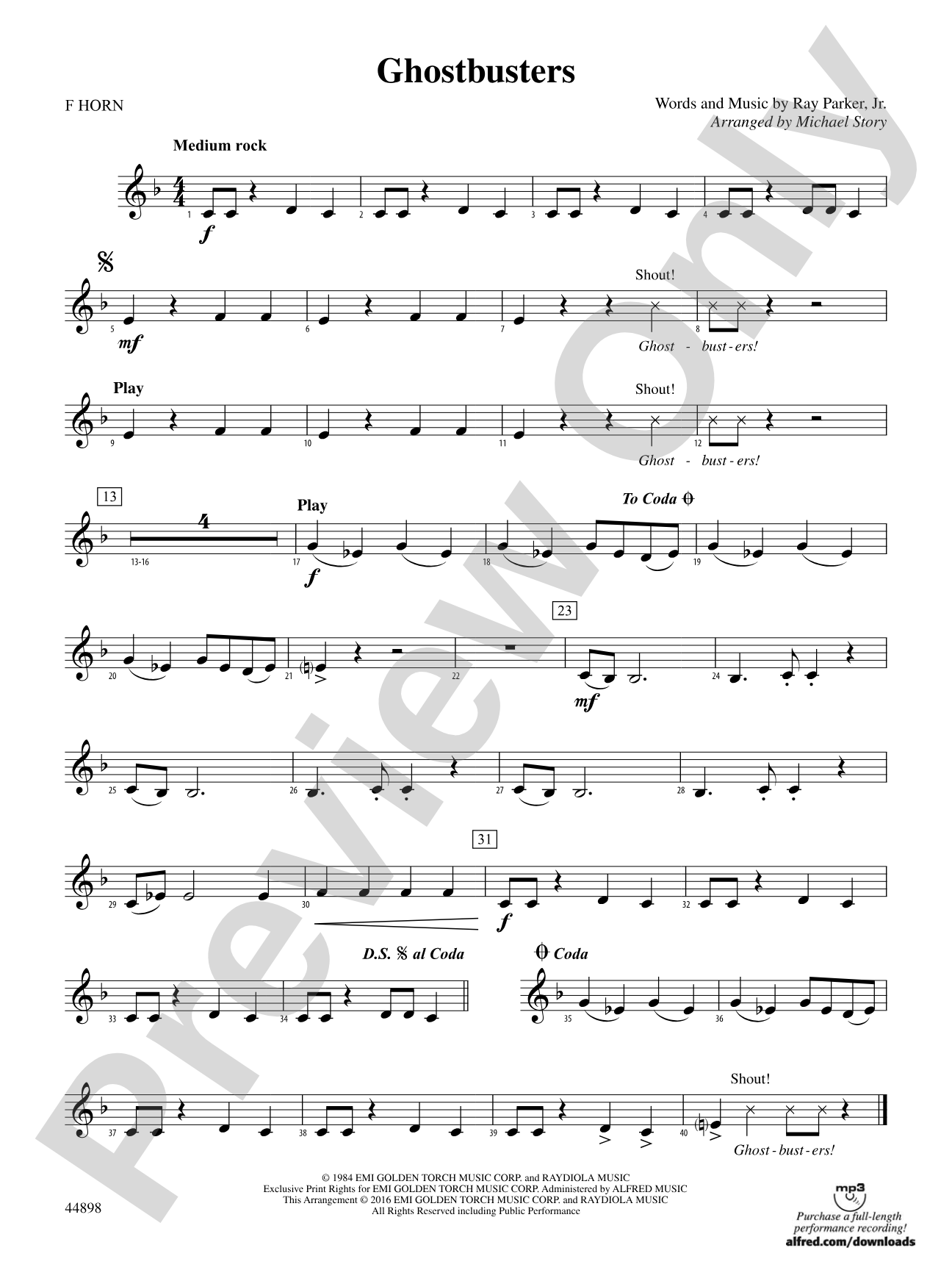 Ghostbusters (from Ghostbusters): 1st F Horn