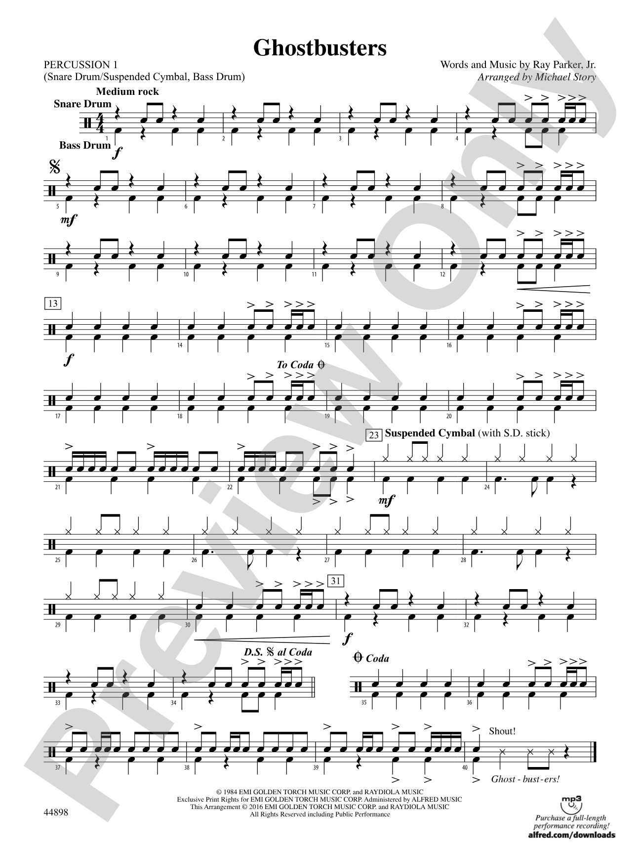 Ghostbusters (from Ghostbusters): 1st Percussion
