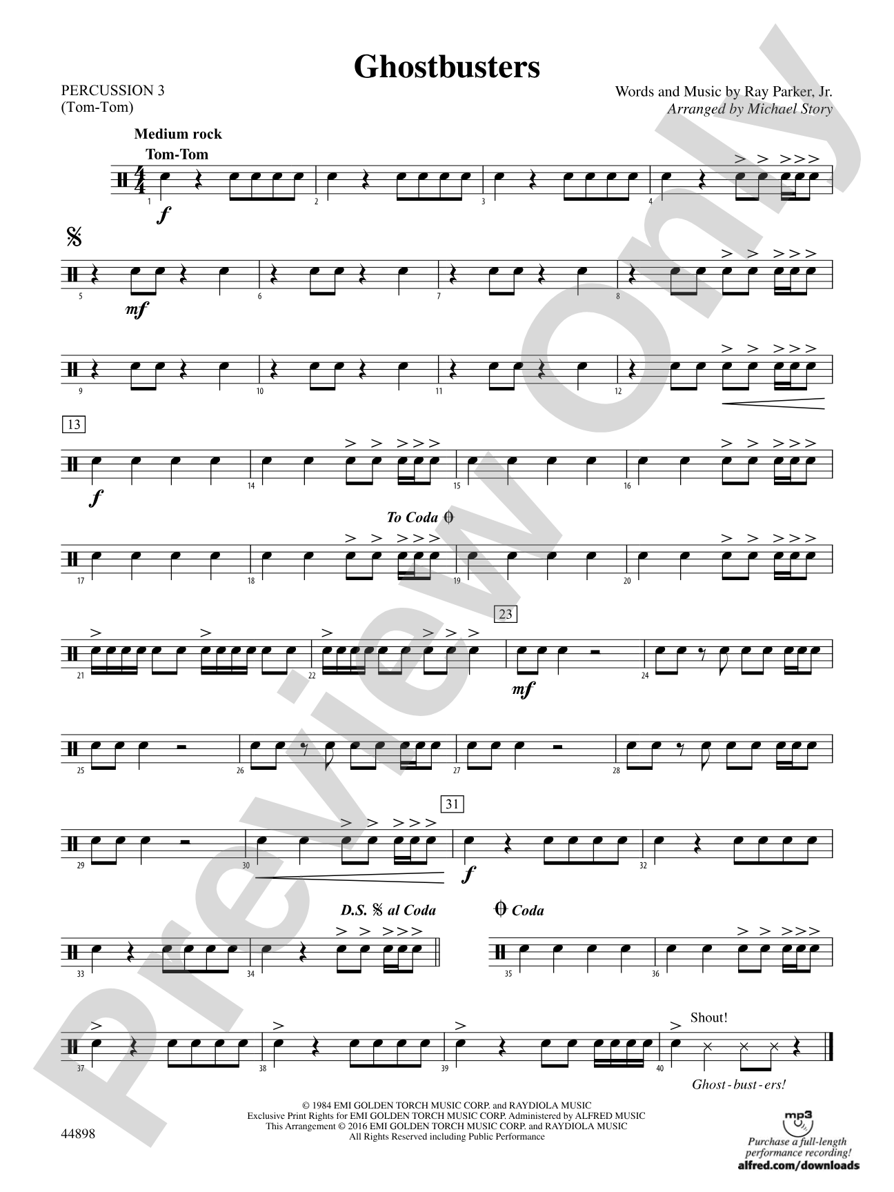 Ghostbusters (from Ghostbusters): 3rd Percussion