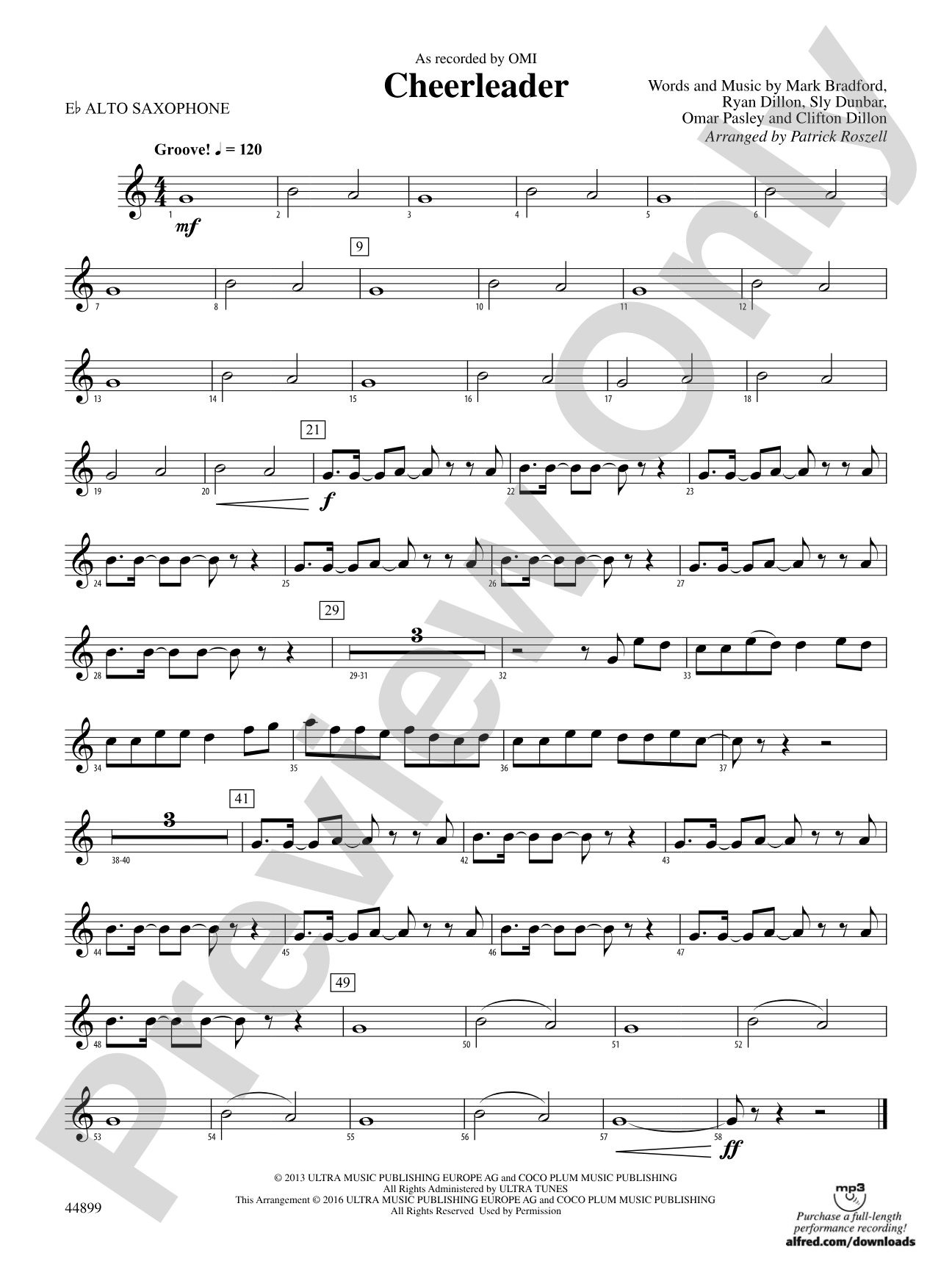 Cheerleader: E-flat Alto Saxophone