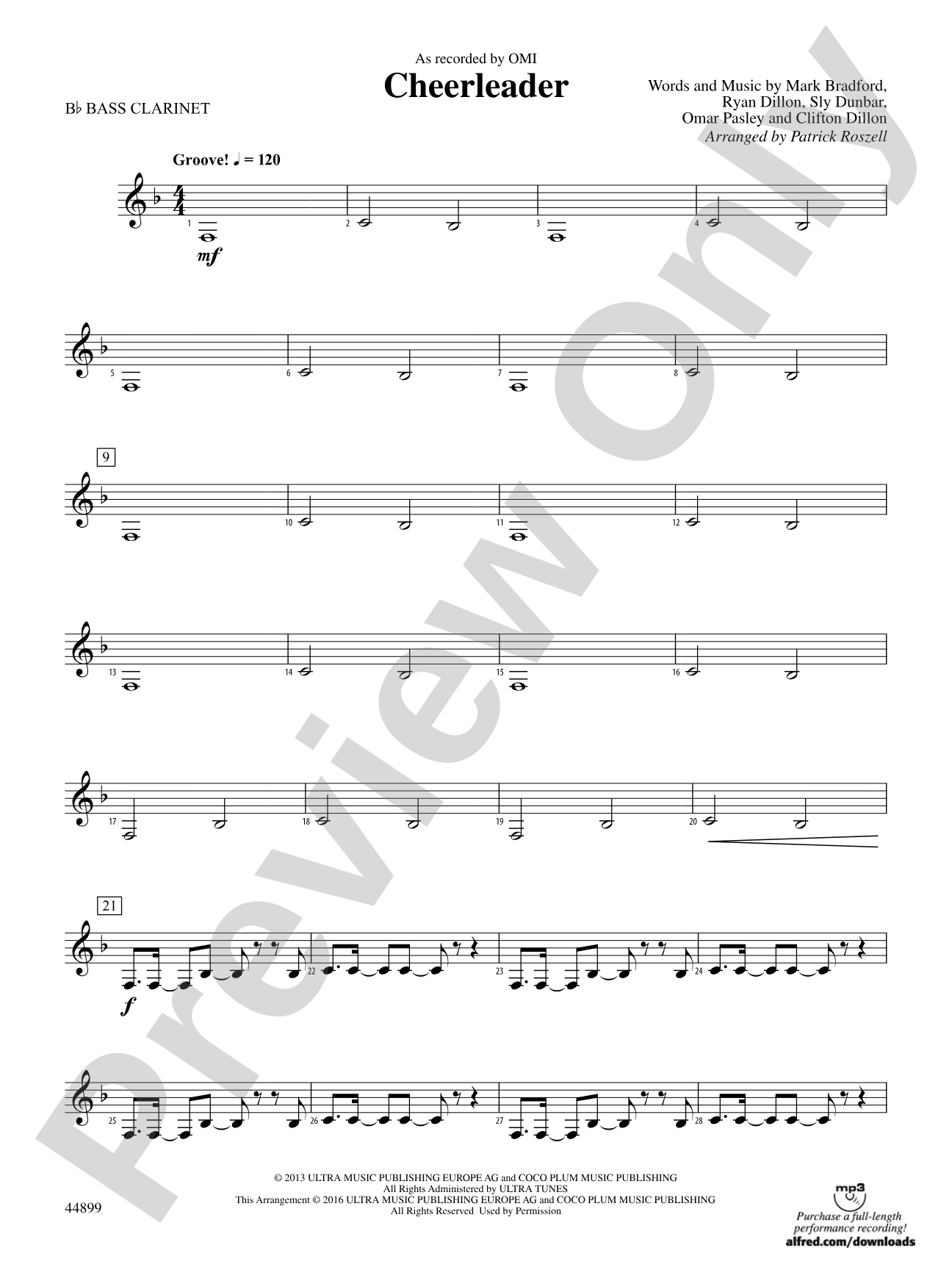 Cheerleader: B-flat Bass Clarinet